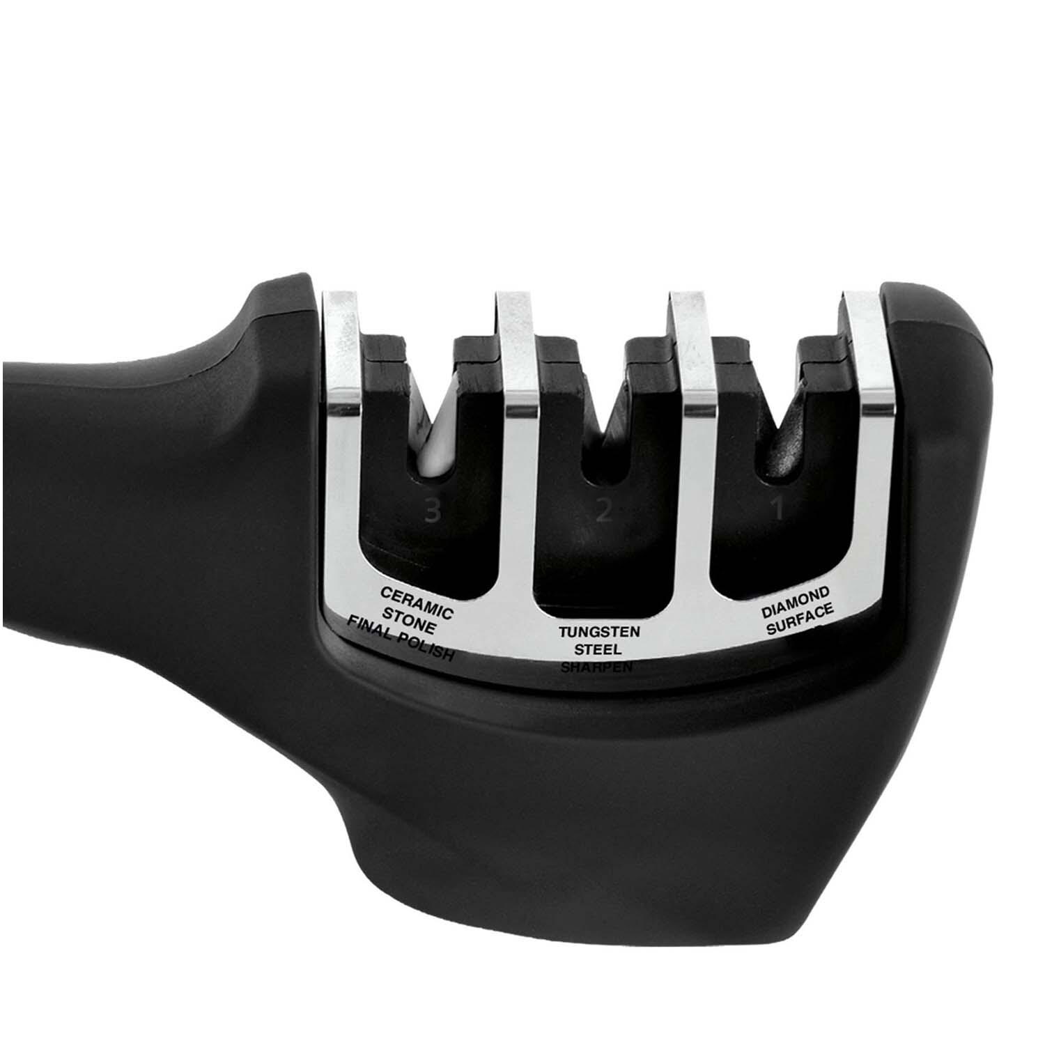 BergHOFF Essentials Contempo 6 Pc Stainless Steel Knife Set w/ Sharpener - Sharpener Side View - Detail thumbnail