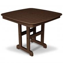 Nautical Mahogany Recycled Plastic Wood 37 Inch Square Patio Dining Table By POLYWOOD
