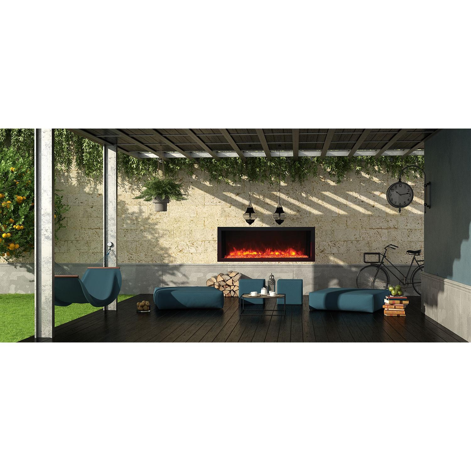 Remii 45-Inch Extra Slim Electric Fireplace - Orange - Installed thumbnail