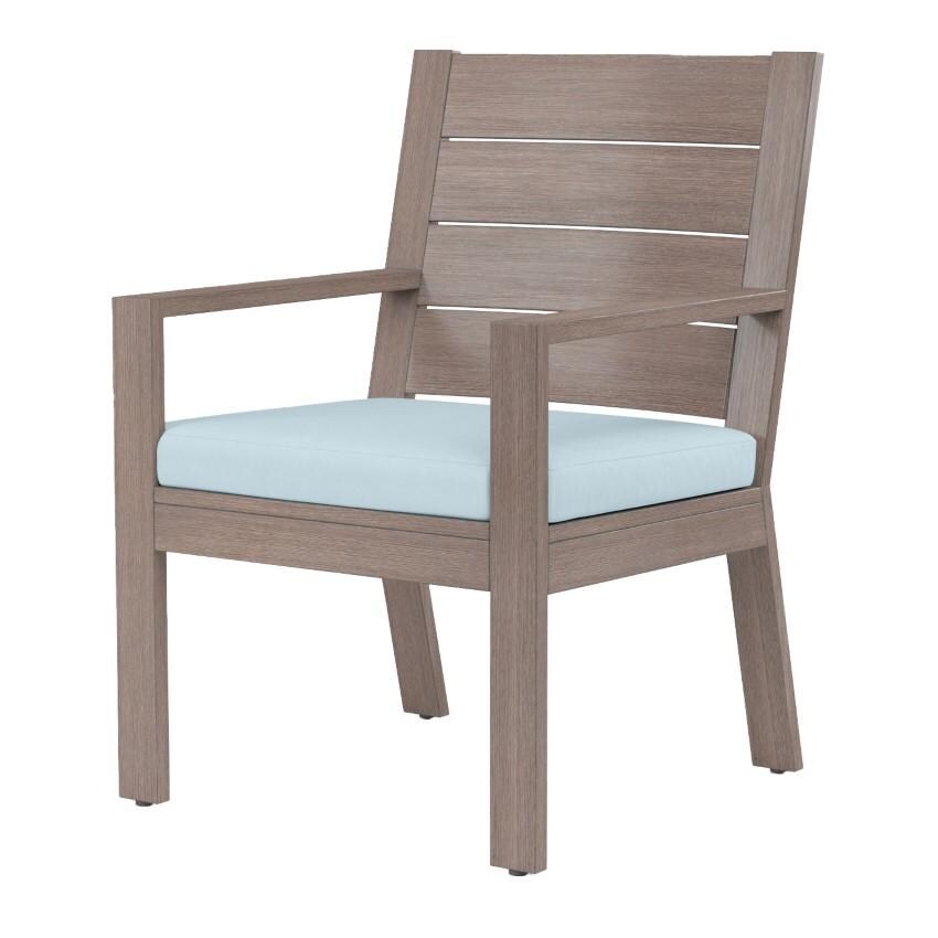 Laguna Aluminum Dining Arm Chair w/ No Welt in Driftwood/Canvas Skyline by Sunset West - White Background thumbnail
