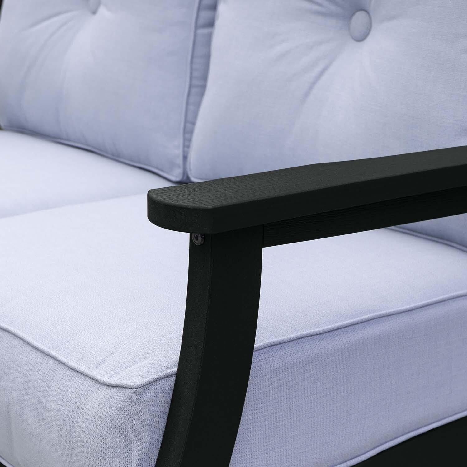 Blushing Bay 2 Person Recycled Plastic Loveseat in Bliss Dew/Black by Lakeview Outdoor Designs - Detail thumbnail