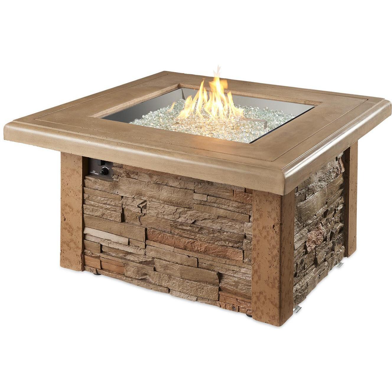 Lakeview Outdoor Designs Caneville Square Gas Fire Pit Table - Flame - White Background thumbnail