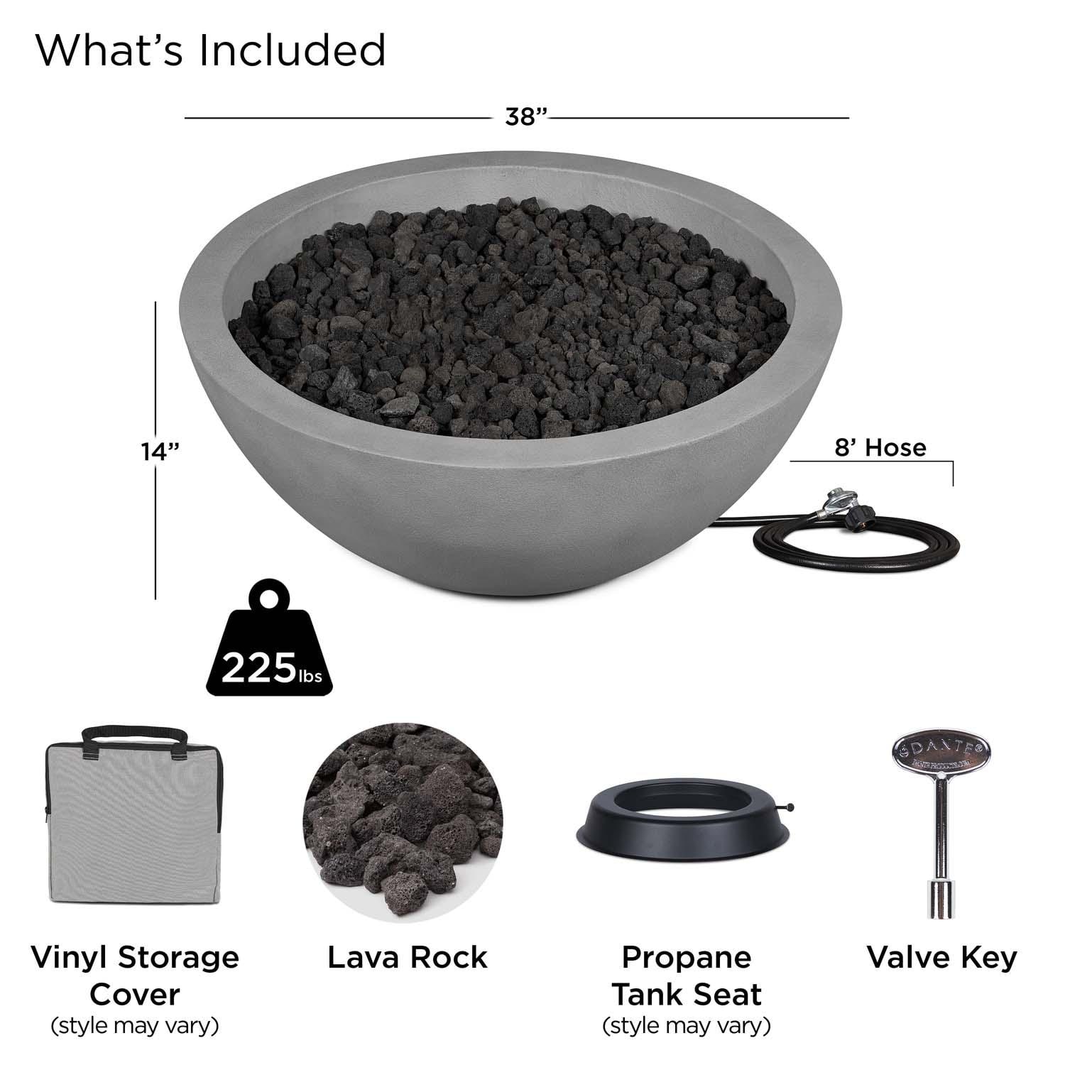 Dustyview 38-in Round Concrete Propane Fire Pit in Ash by BBQGuys Signature - Included - Detail thumbnail