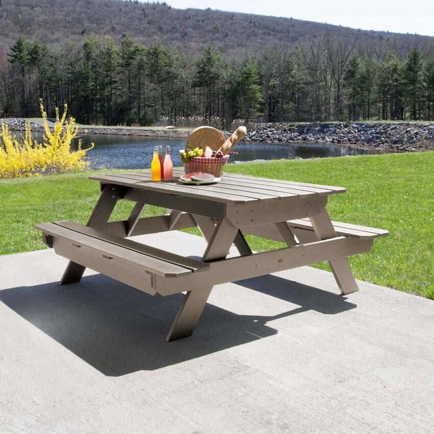 Lookwood 71 Inch Woodland Brown Polyresin Picnic Table By Lakeview Outdoor Designs - Lifestyle thumbnail