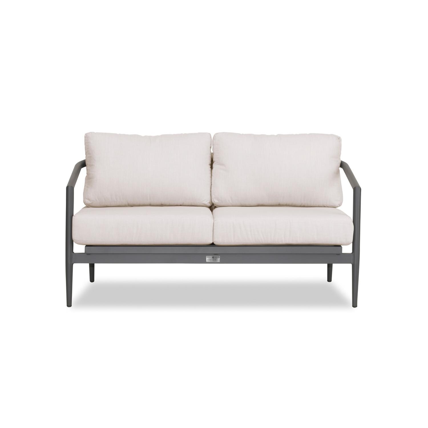 Lakeview Midnight Cove 2 Person Aluminum Loveseat in Slate/Pebble Gray/Cast Silver - White Background thumbnail