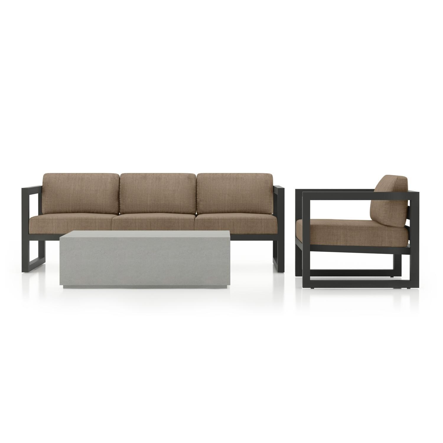 Misty Cove 3 Pc Seating Set in Slate w/Coffee Table & Heather Beige Cushions by Lakeview - Complete Set - Lifestyle thumbnail