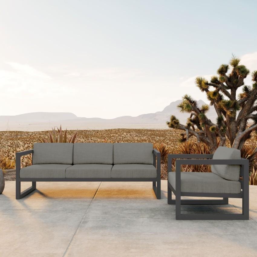Misty Cove 2 Pc Aluminum Seating Set in Slate/Canvas Charcoal by Lakeview Outdoor Designs