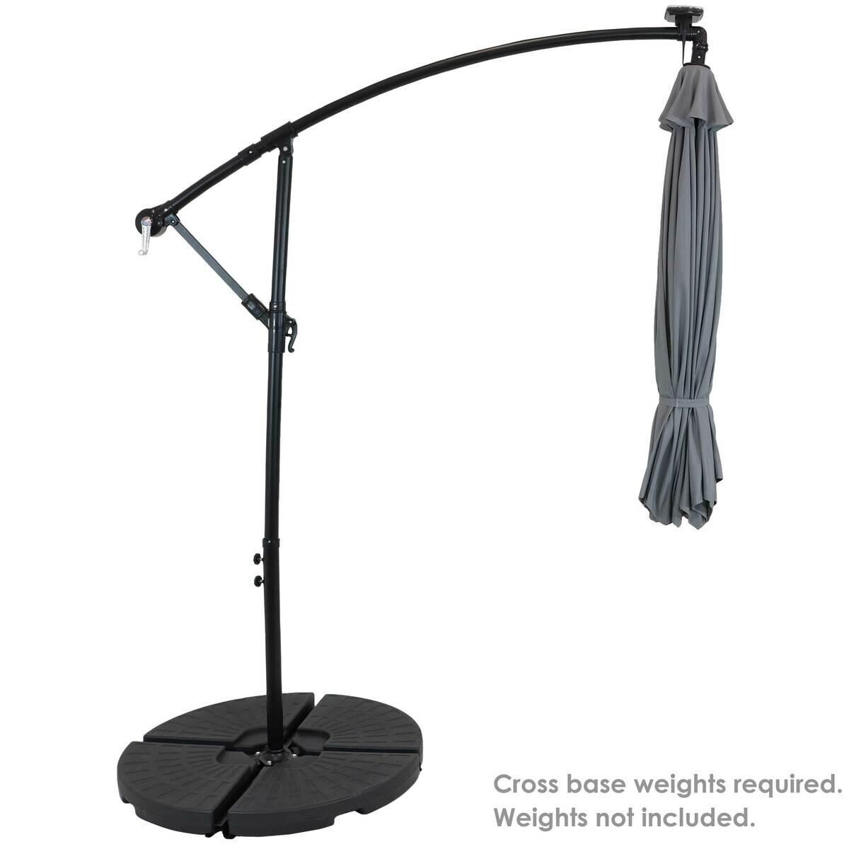 Ultimate Patio 10 Ft. Solar Lighted Patio Cantilever W/ Crank - Smoke - Weights Needed to Secure Base (Weights Not Included) thumbnail