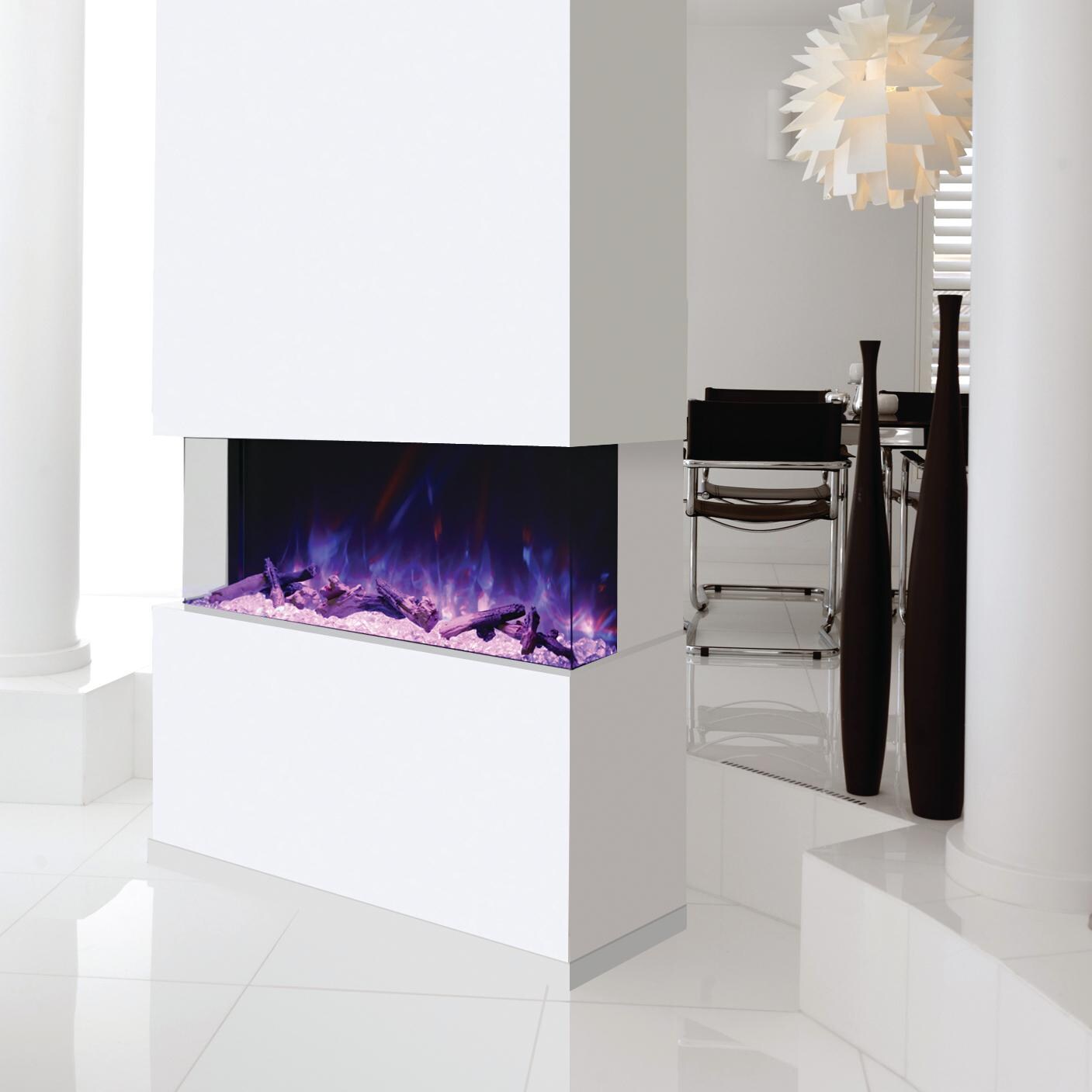 Amantii 50-inch Tru View Built-In Three Sided Electric Fireplace - Purple - Installed thumbnail