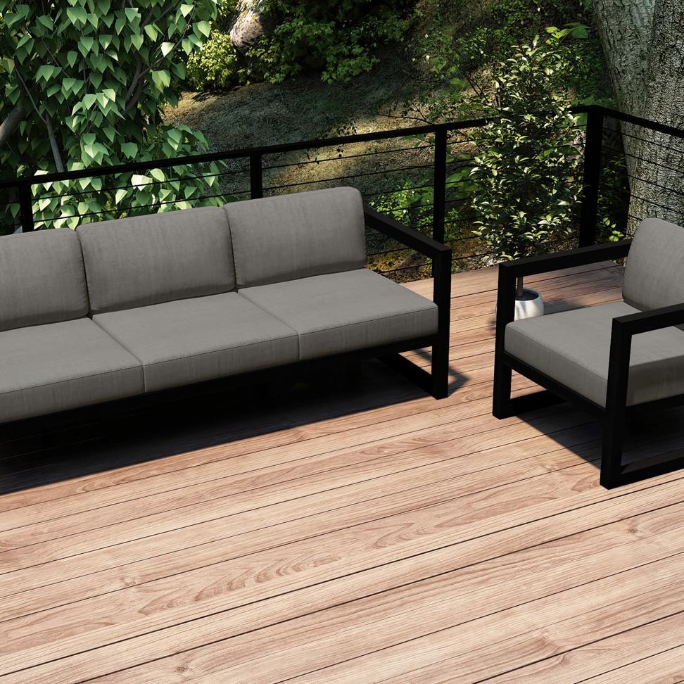 Misty Cove 2 Pc Aluminum Seating Set in Black/Canvas Charcoal by Lakeview Outdoor Designs