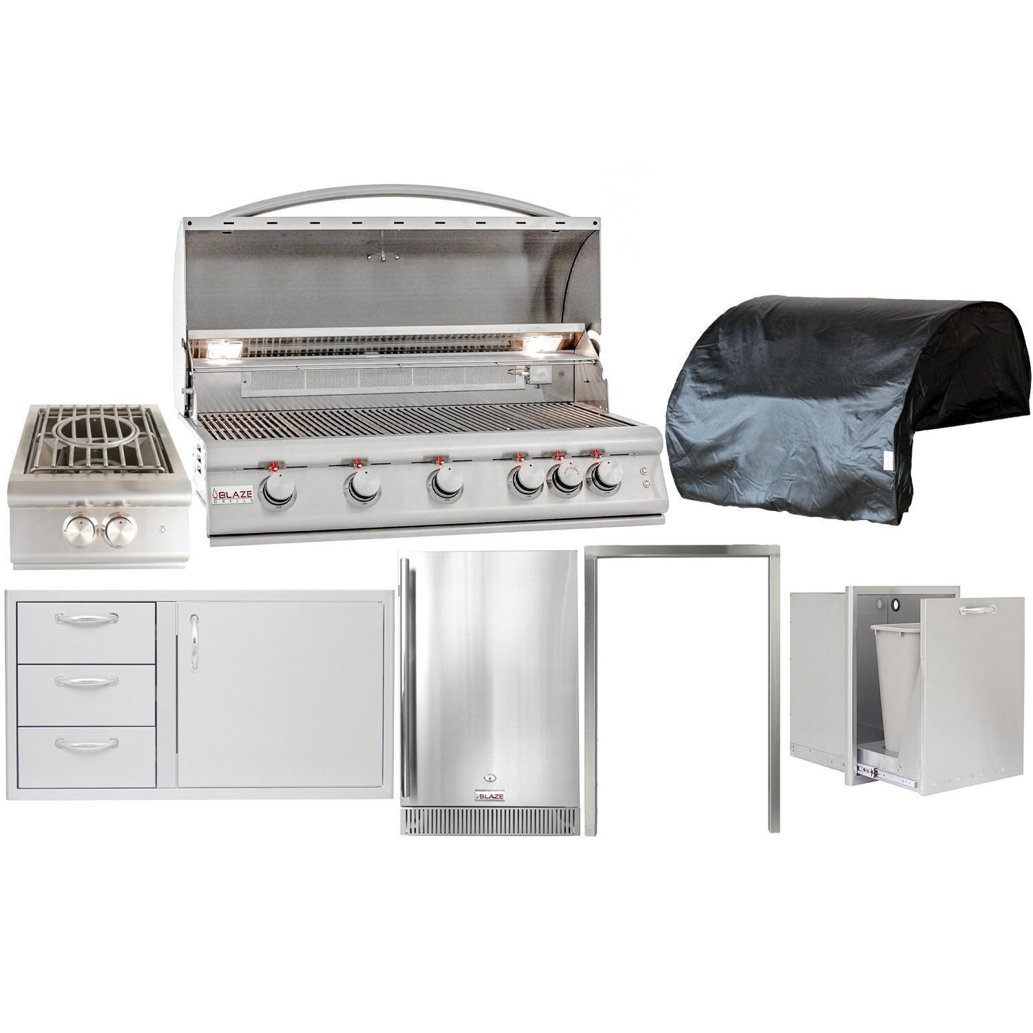 Blaze Premium LTE 7Piece 40Inch Natural Gas Outdoor Kitchen Package W