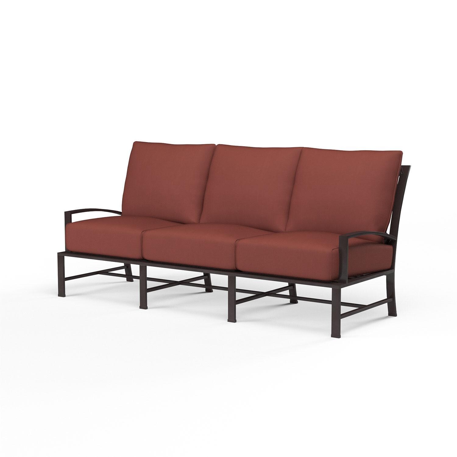 La Jolla Aluminum Patio Sofa in Canvas Henna w/ Self Welt By Sunset West - Display - White Background thumbnail
