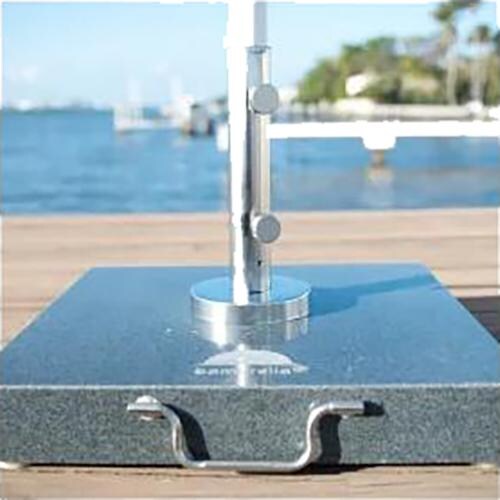 Bambrella 9 Ft. Hexagonal Aluminum Santa Ana Market Umbrella Set w/ 66lb Through-The-Table Base in Harvest Wheat - Base System - Detail thumbnail