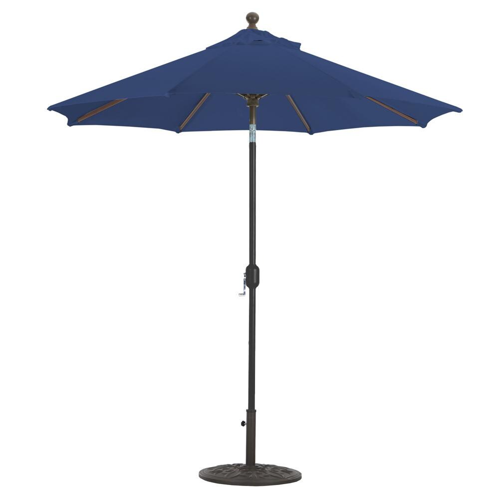 Galtech 7.5 Ft. Octagonal Aluminum Patio Market Umbrella W/ Crank Lift And Deluxe Auto Tilt - Black Frame W/ Sunbrella Canvas Navy Canopy