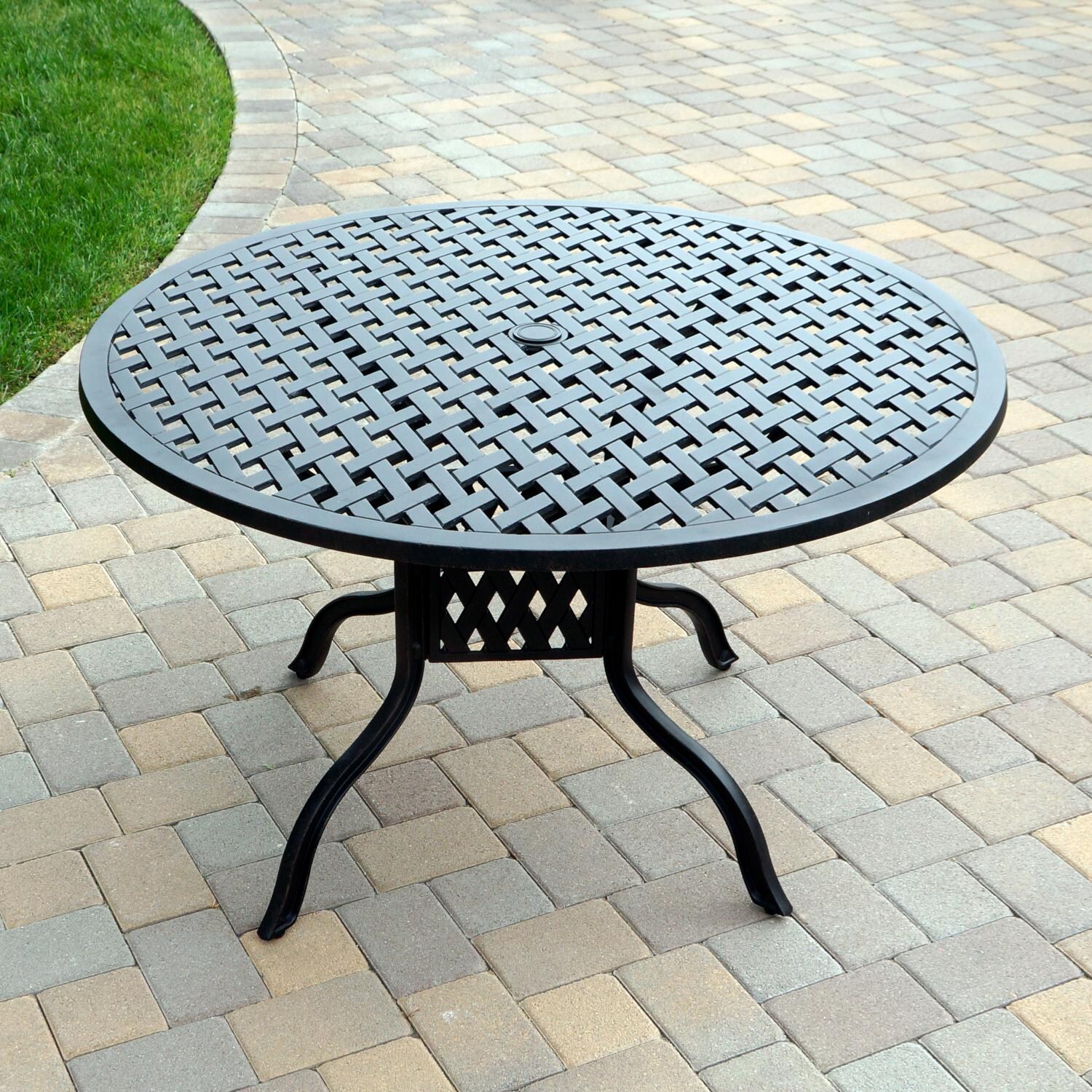 Darlee DL2052-5PC-30C Santa Monica 5 Piece Cast Aluminum Patio Dining Set W/ 48 Inch Round Table & Sesame Cushions - Dining Table thumbnail