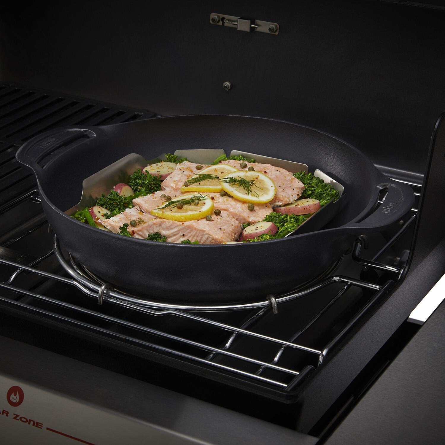 Weber 7677 CRAFTED Frame Kit For Genesis Gas Grills - Wok & Steamer In Use (Accessory Not Included) - Lifestyle thumbnail