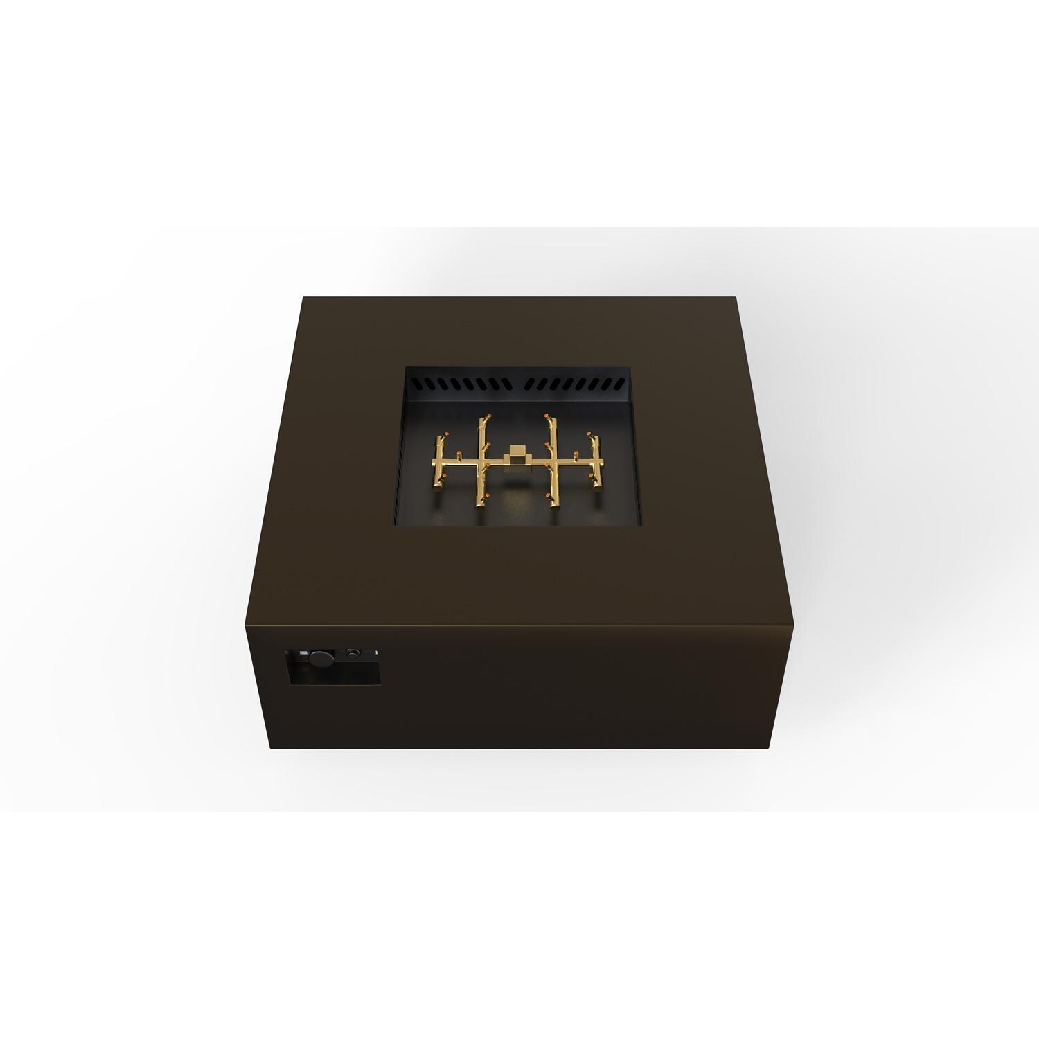 AON 40 Inch Square Powder Coated Steel Propane Fire Pit Table in Bronze By Warming Trends - Top Angled View - White Background thumbnail