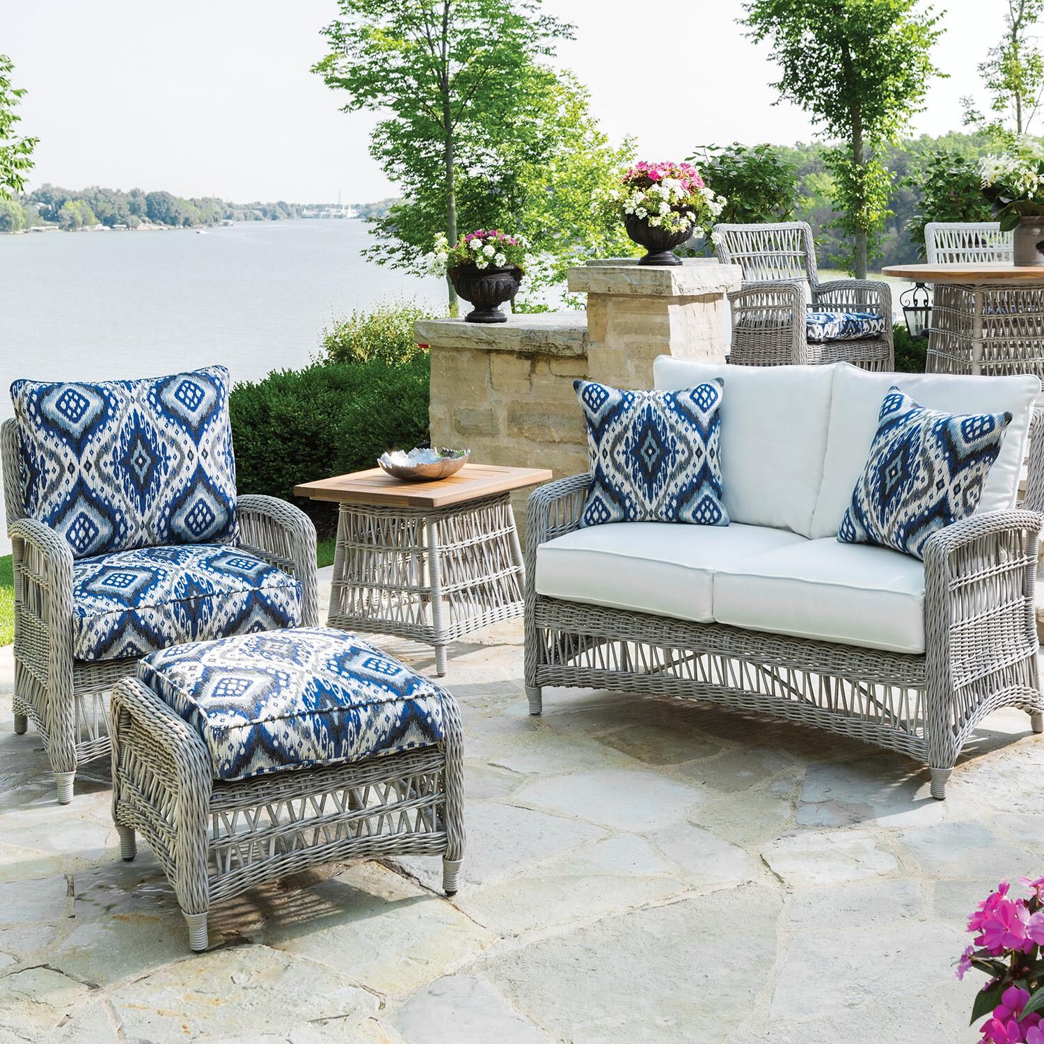 Lemax Wicker Lawn Furniture Set - 8 Piece Outdoor Patio Conversation Set