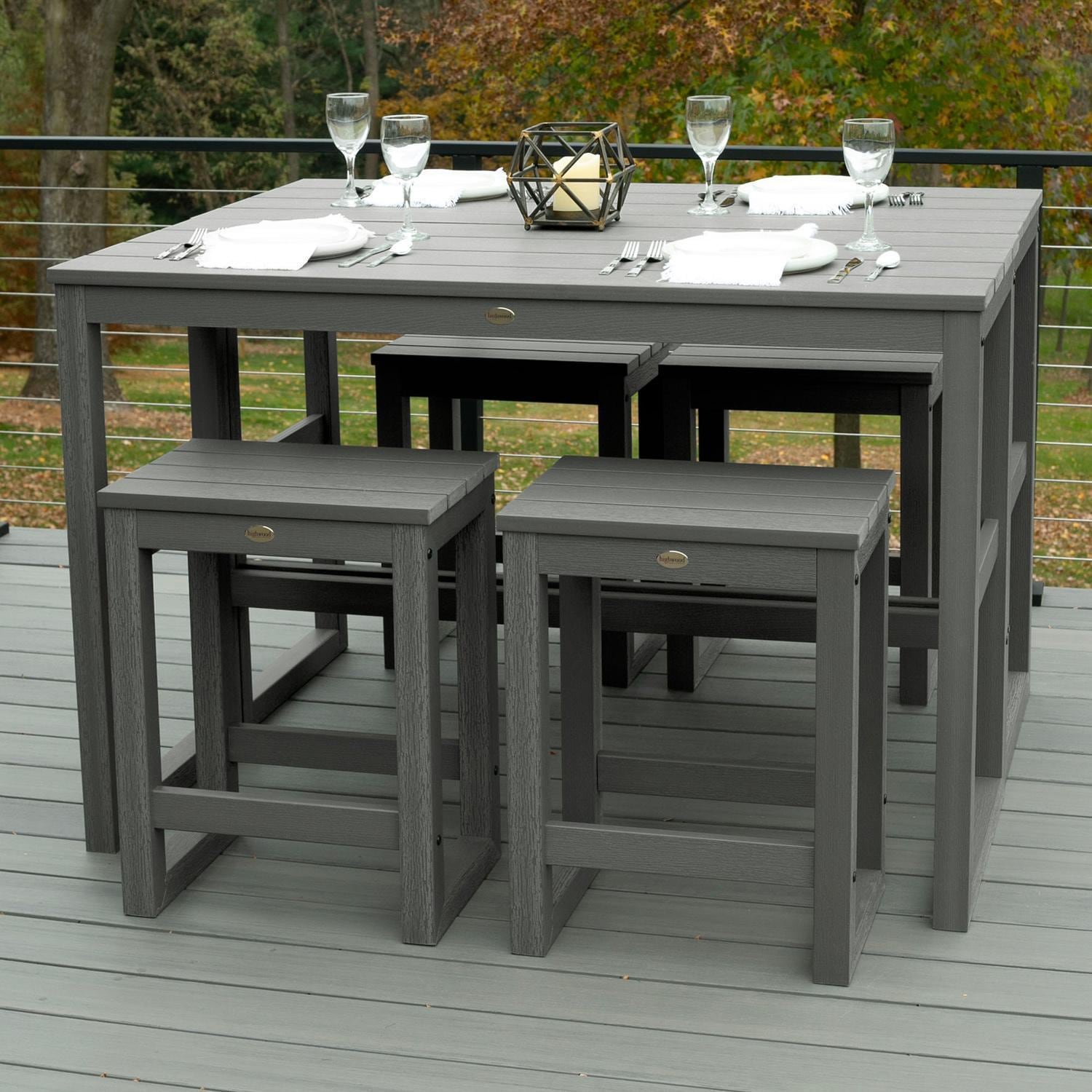 Lakeview Outdoor Designs Audubon 6 Pc Recycled Plastic Counter Height Balcony Dining Bar Set in Coastal Teak by - LV-BALC424-CGE
