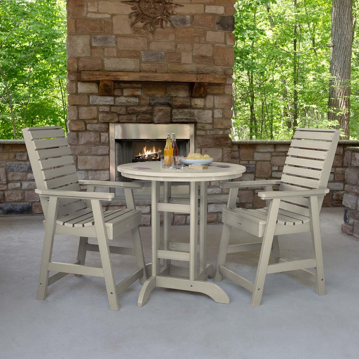 Elm Pointe 3 Pc Recycled Plastic Round Counter Dining Set in Whitewash By Lakeview Outdoor Designs - Lifestyle thumbnail