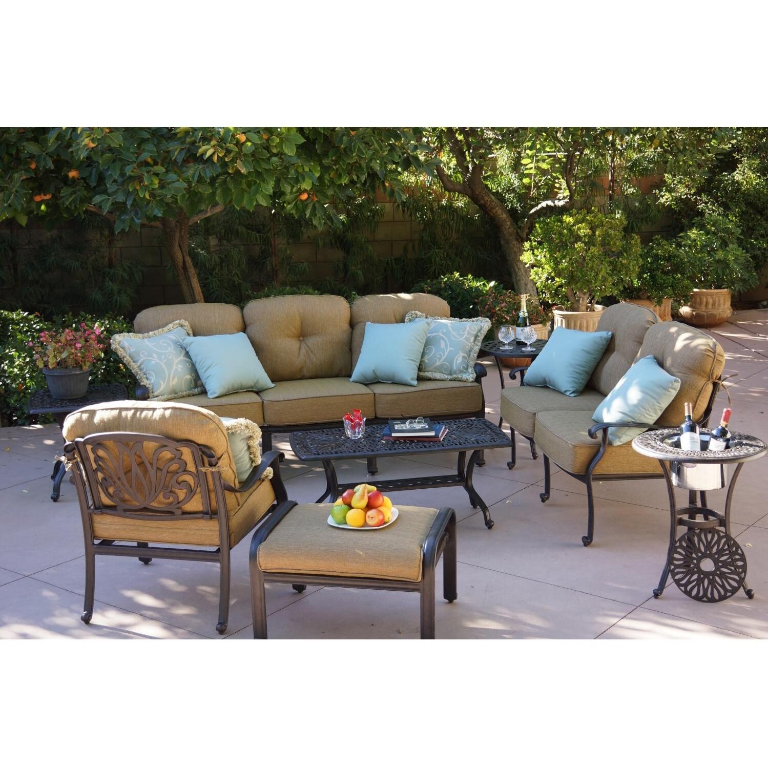 Darlee Elisabeth 6-Person Cast Aluminum Deep Seating Patio Conversation Set thumbnail