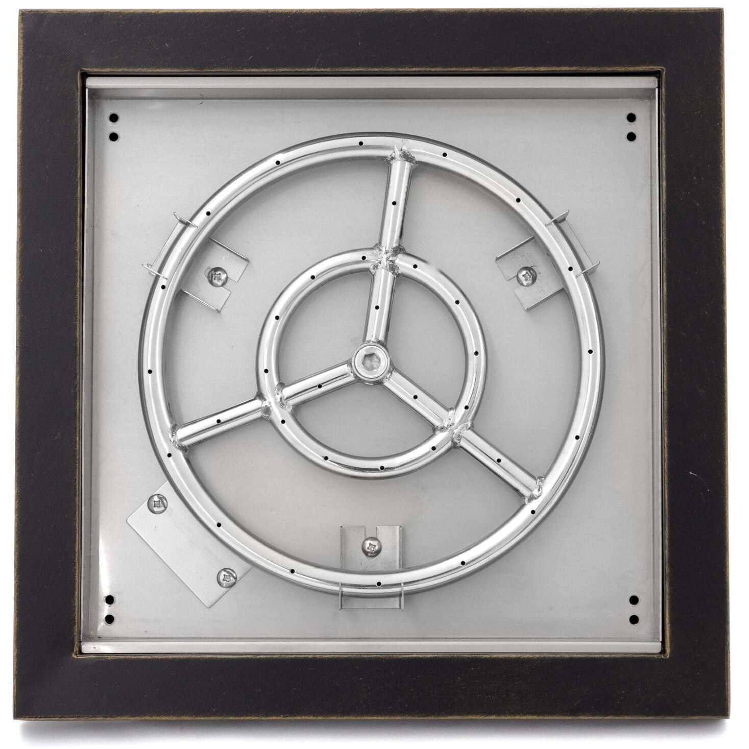 BBQGuys Signature Series Lavelle 18-Inch Square High-Rise Natural Gas Fire Bowl - Oil Rubbed Bronze - Top View thumbnail