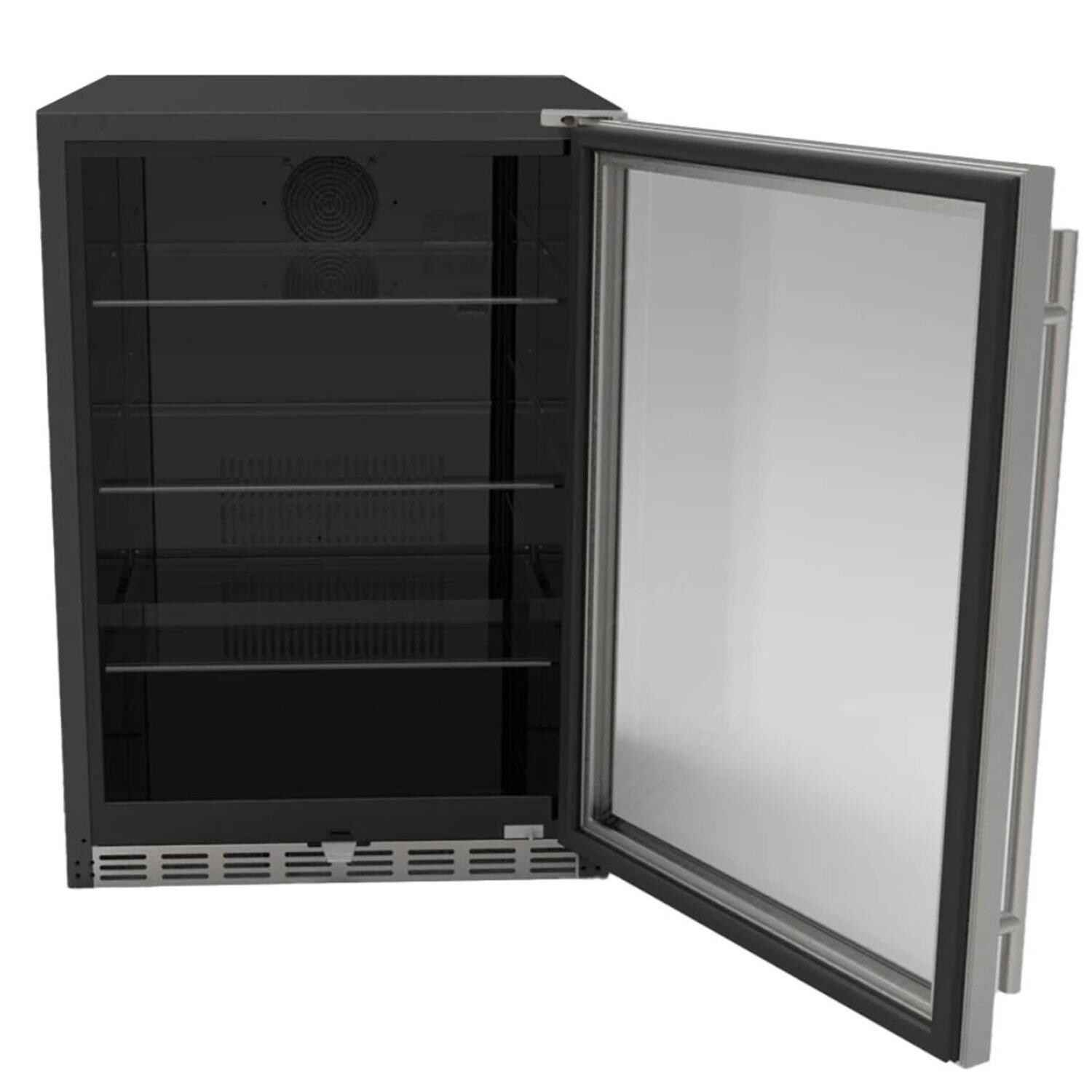 Summerset RFR-24G 24 Inch Outdoor Rated Refrigerator w/ Glass Door - Open View - White Background thumbnail