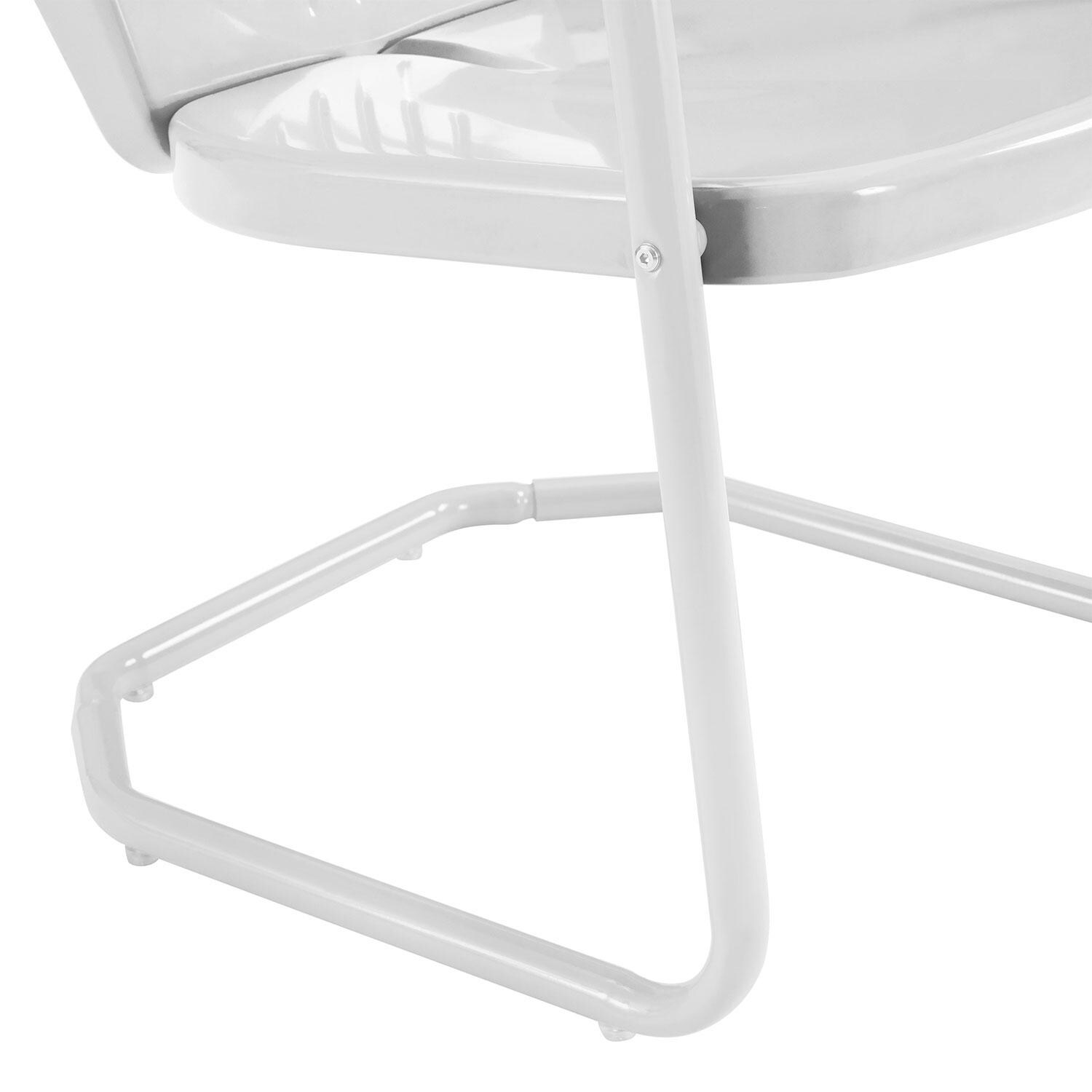 Ultimate Patio UP-32241WH 3Pc Retro Outdoor Bistro Set in White Gloss - Base Legs Front View - Detail thumbnail