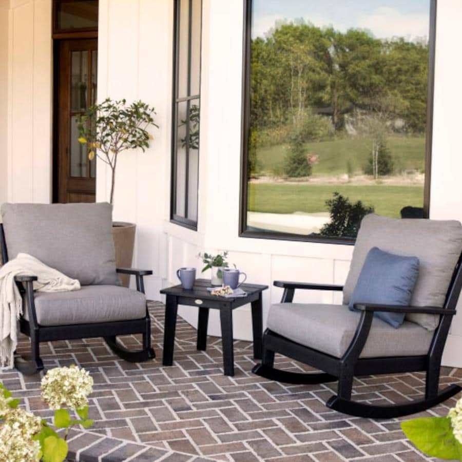POLYWOOD Braxton 3-Piece Deep Seating Rocker Set in Black / Grey Mist thumbnail