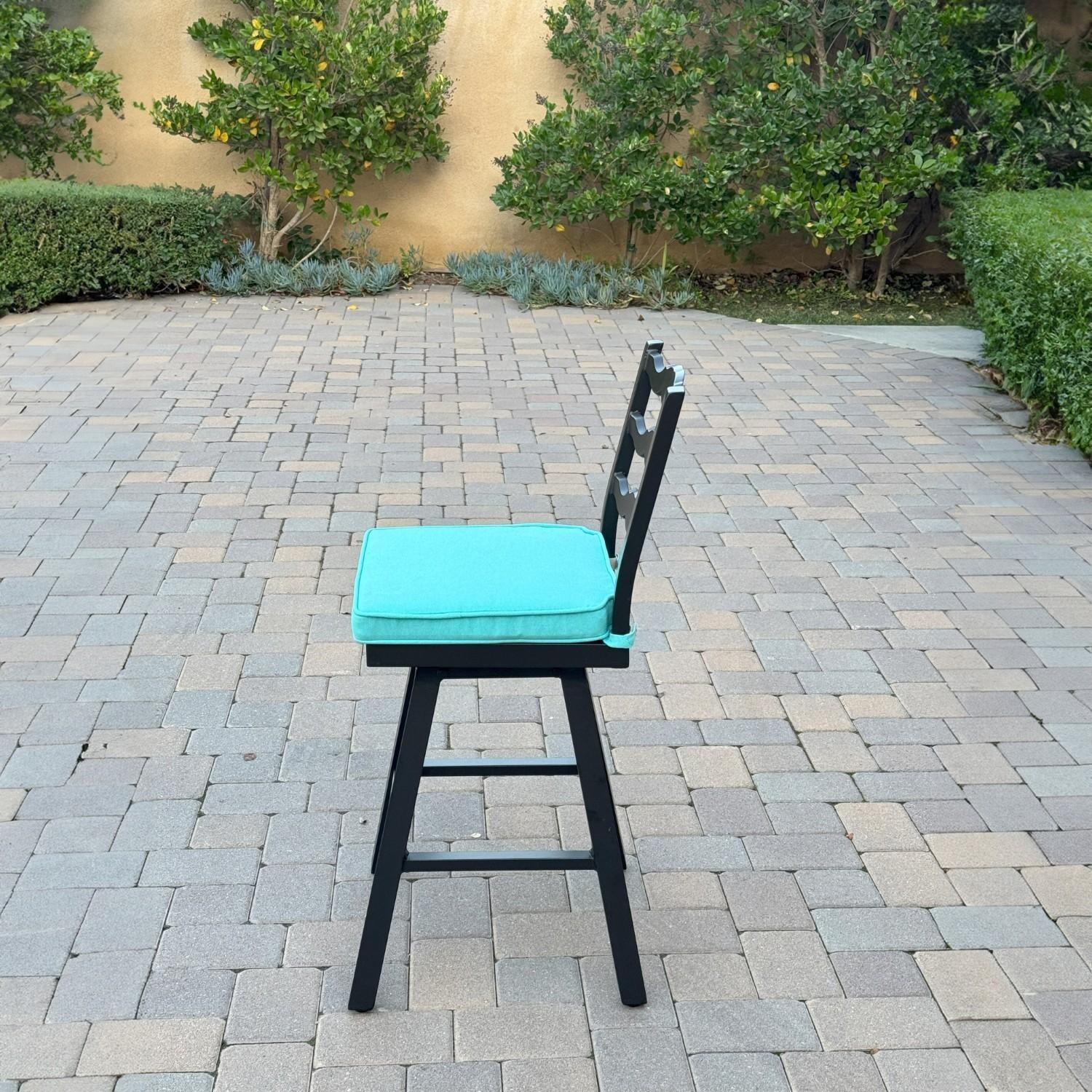 Aspen 5 Pc Aluminum Swivel Counter Height Bar Set in Blue/Dark Brown by Darlee - Chair Side - Lifestyle thumbnail