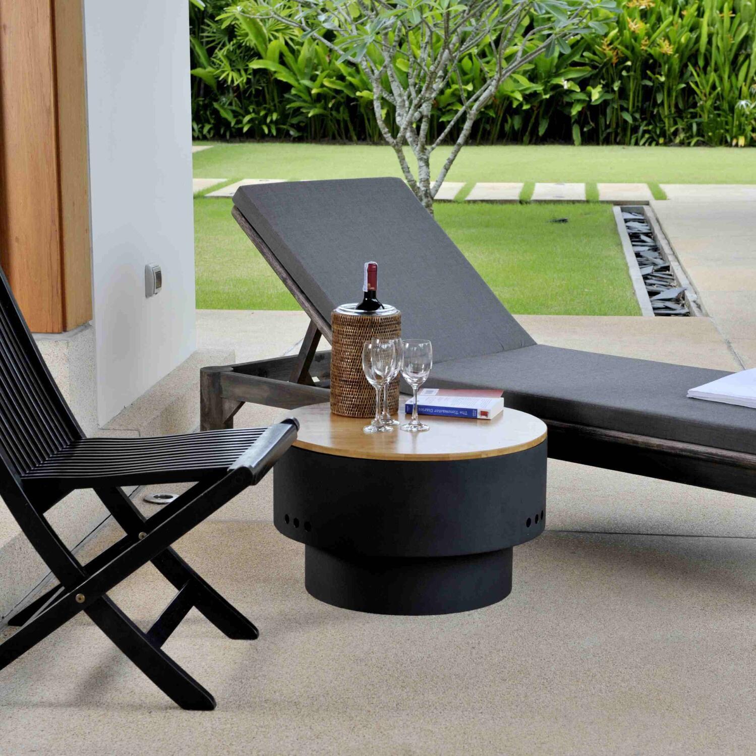 Ultimate Patio SC60532 24-Inch Wood-Burning Fire Pit With Wood Top - On the Patio - Lifestyle thumbnail