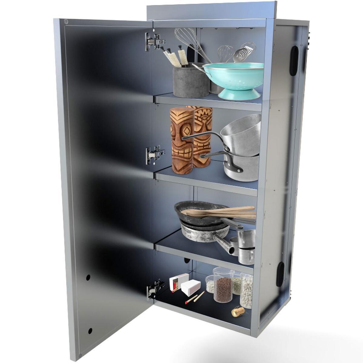 Sunstone SWC18FSDL 18-in Outdoor Kitchen Full Height Left Hinge Wall Cabinet - Stored - White Background thumbnail