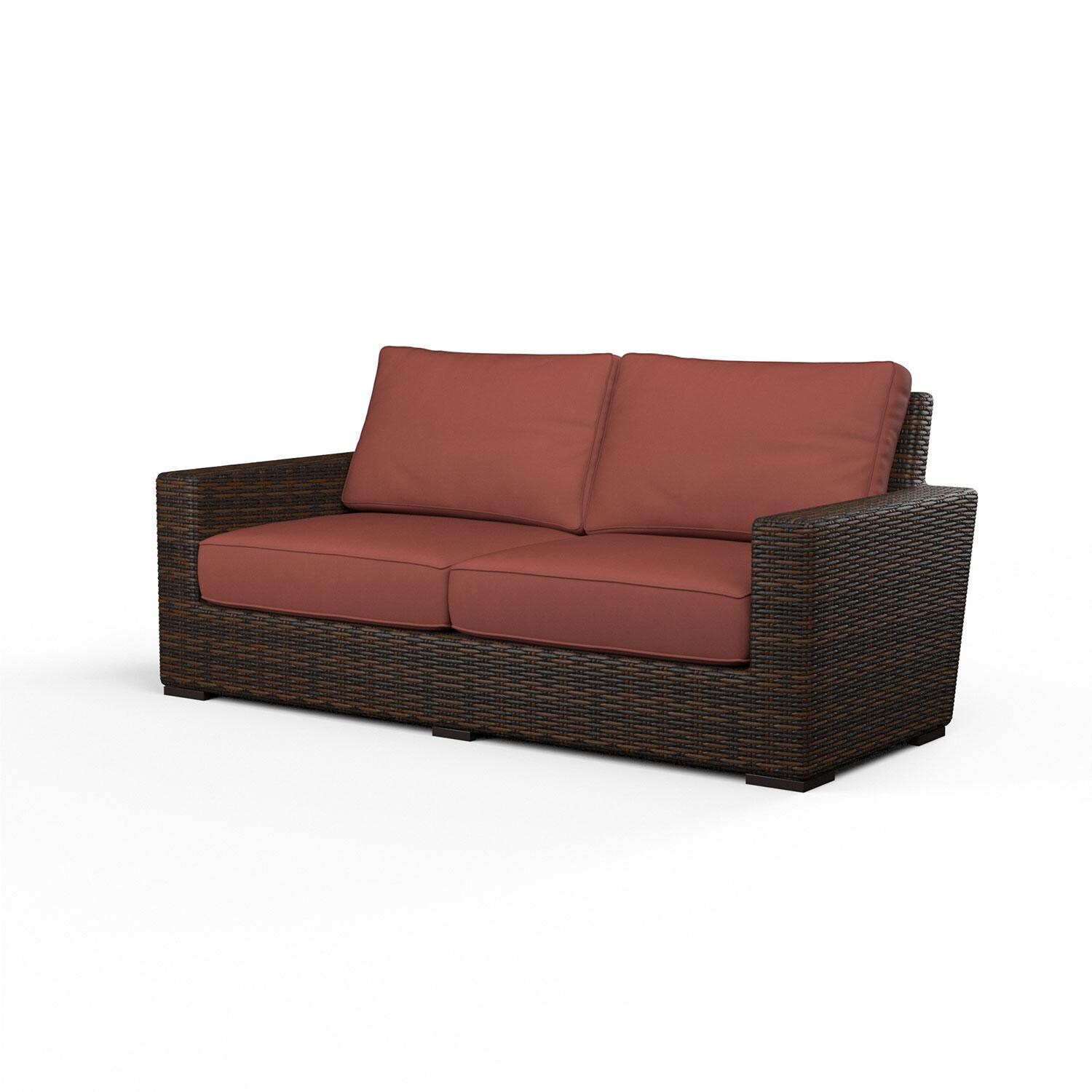 Montecito Wicker Patio Loveseat in Canvas Henna w/ Self Welt By Sunset West
