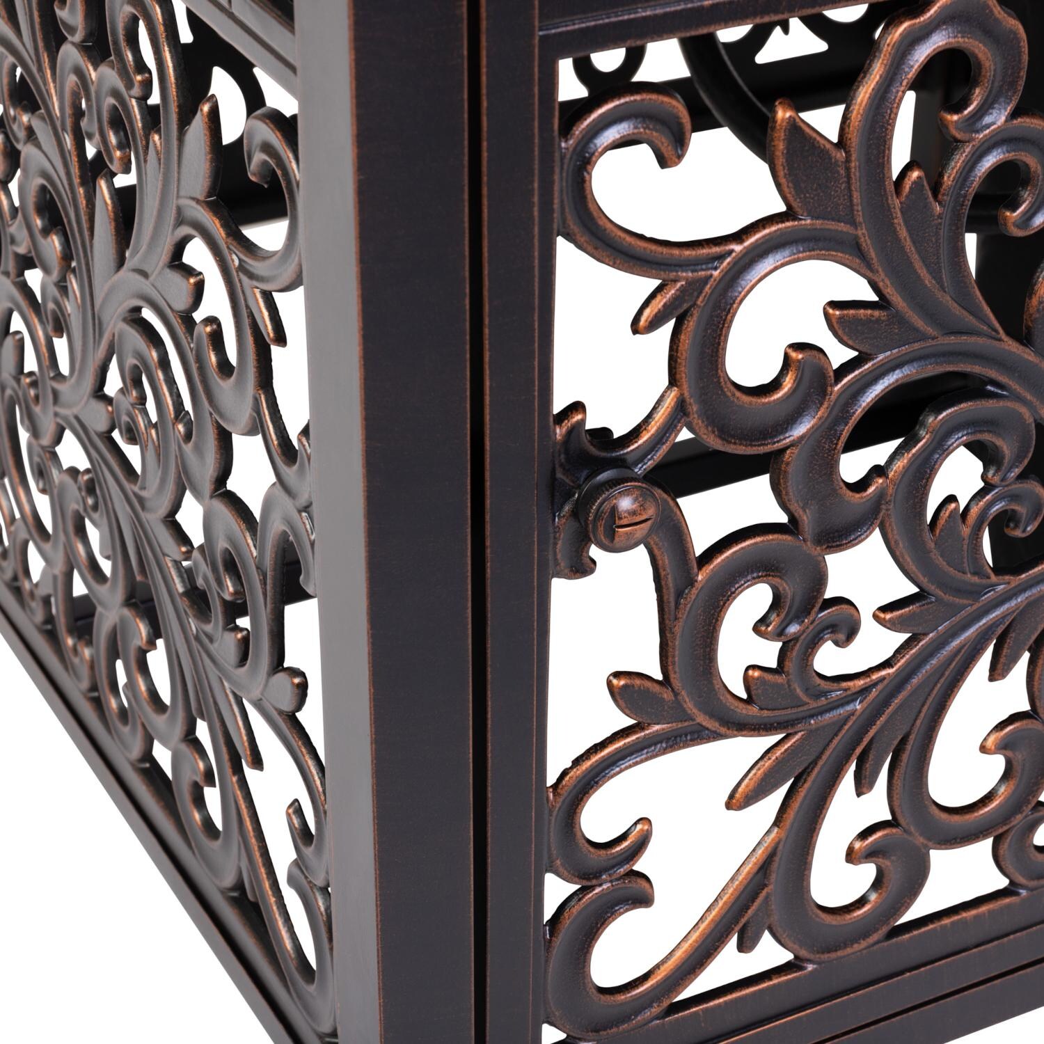 Ultimate Patio SC62527 West Cay 42-Inch Square Cast Aluminum Propane Fire Pit Table - Base Detail thumbnail