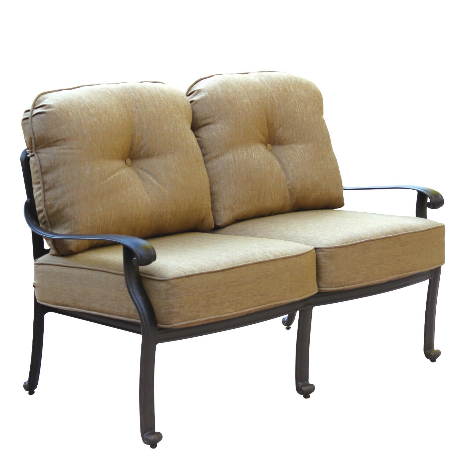 Darlee DL708-6PCL-35QB Elisabeth Cast Aluminum Patio Loveseat - W/ Sesame Polyester Cushions thumbnail