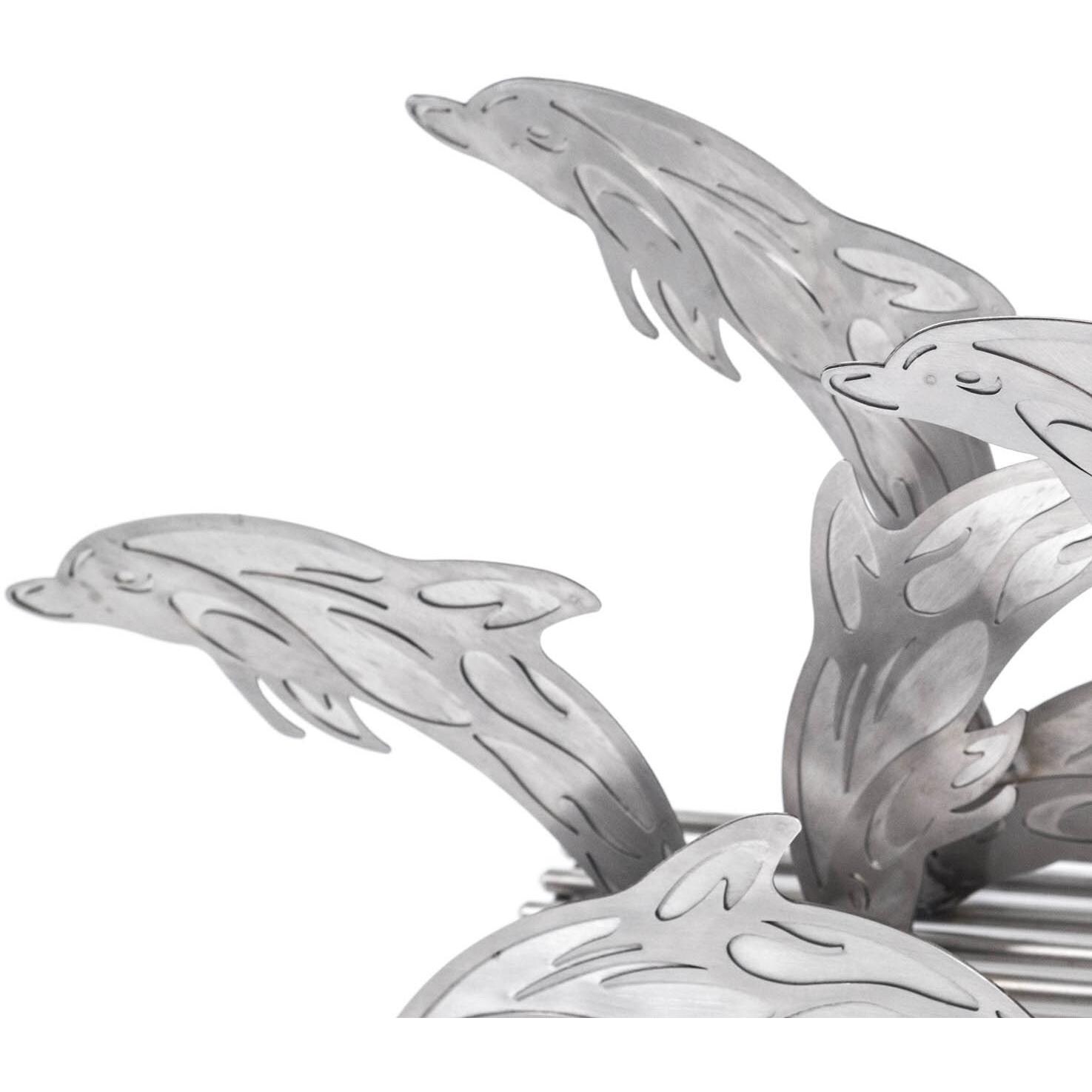 Alpine Flame Dolphin Seascape Fireplace Sculpture - Detail White Background thumbnail