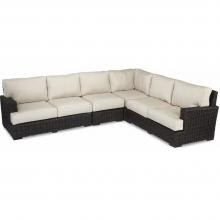 Cardiff 3 Piece Wicker Patio Sectional Set W/ Sunbrella Canvas Flax Cushions By Sunset West image