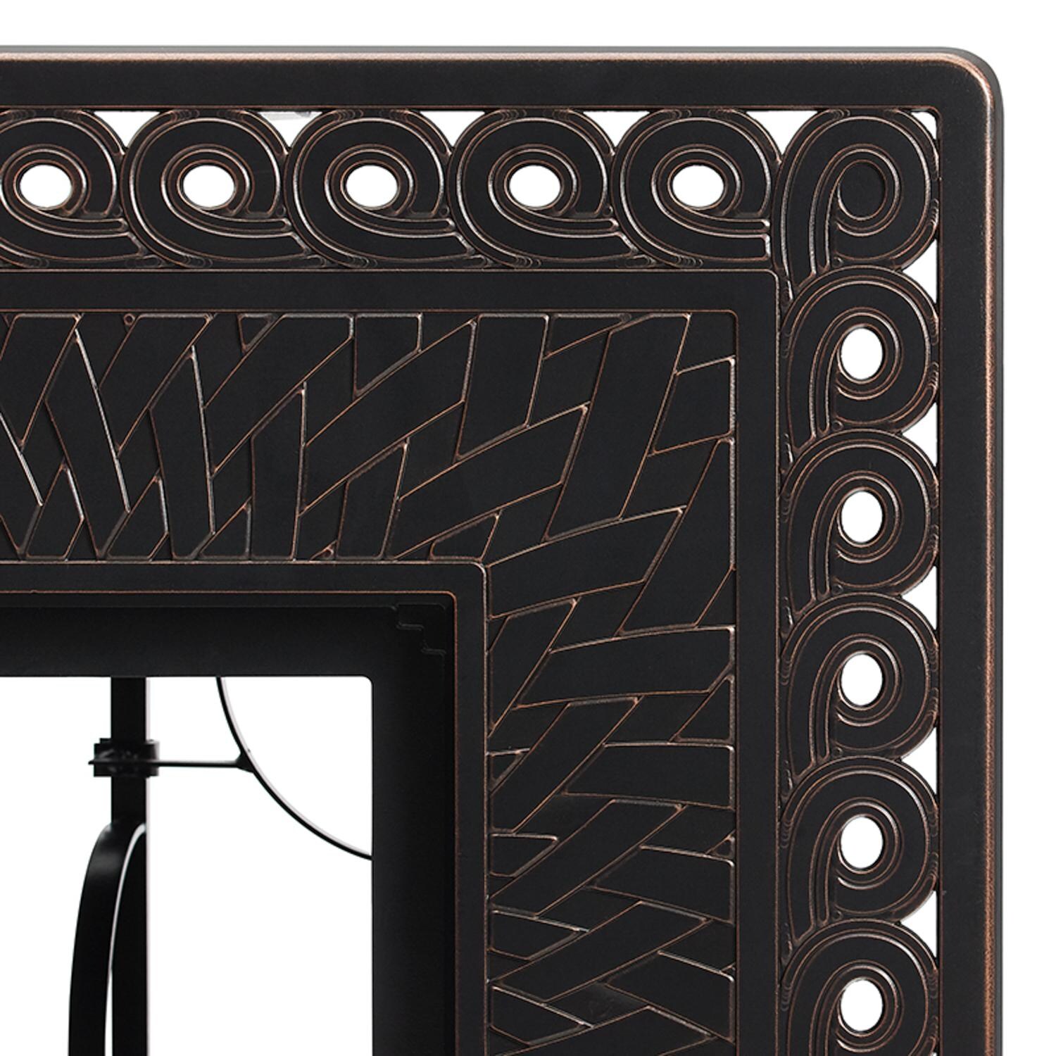 Ultimate Patio SC63694 Palm Way 32-Inch Square Aluminum Propane Fire Pit Table - Edge Detail thumbnail