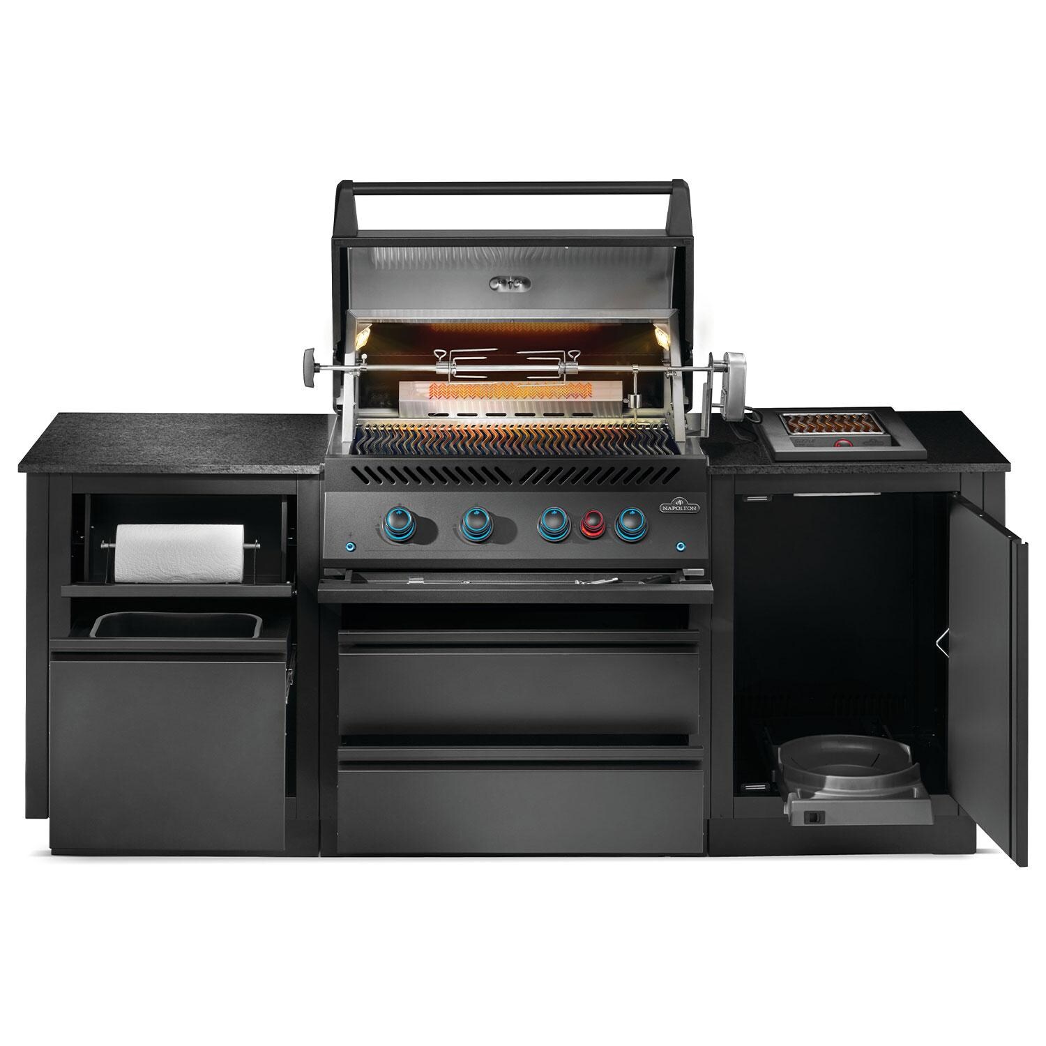 Napoleon ODK301-BIG32RBNMK-1 Oasis 301 Outdoor Kitchen Island w/ Side Burner & 700 Series 32-in Natural Gas Grill Head - Efficient Storage for Grilling - White Background thumbnail