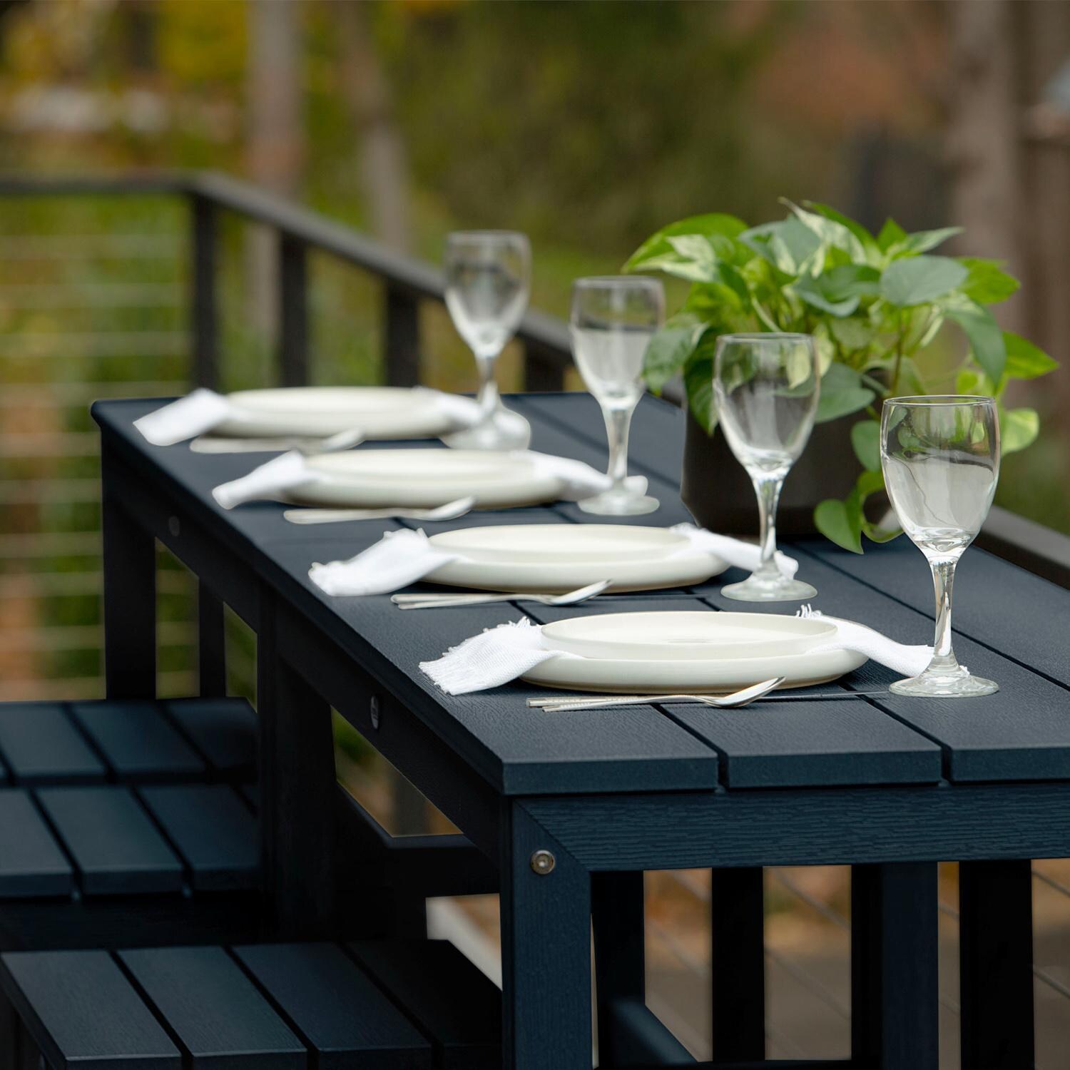 Lakeview Audubon 6 Pc Recycled Plastic Counter Height Balcony Dining Bar Set in Federal Blue - Up Close - Lifestyle thumbnail