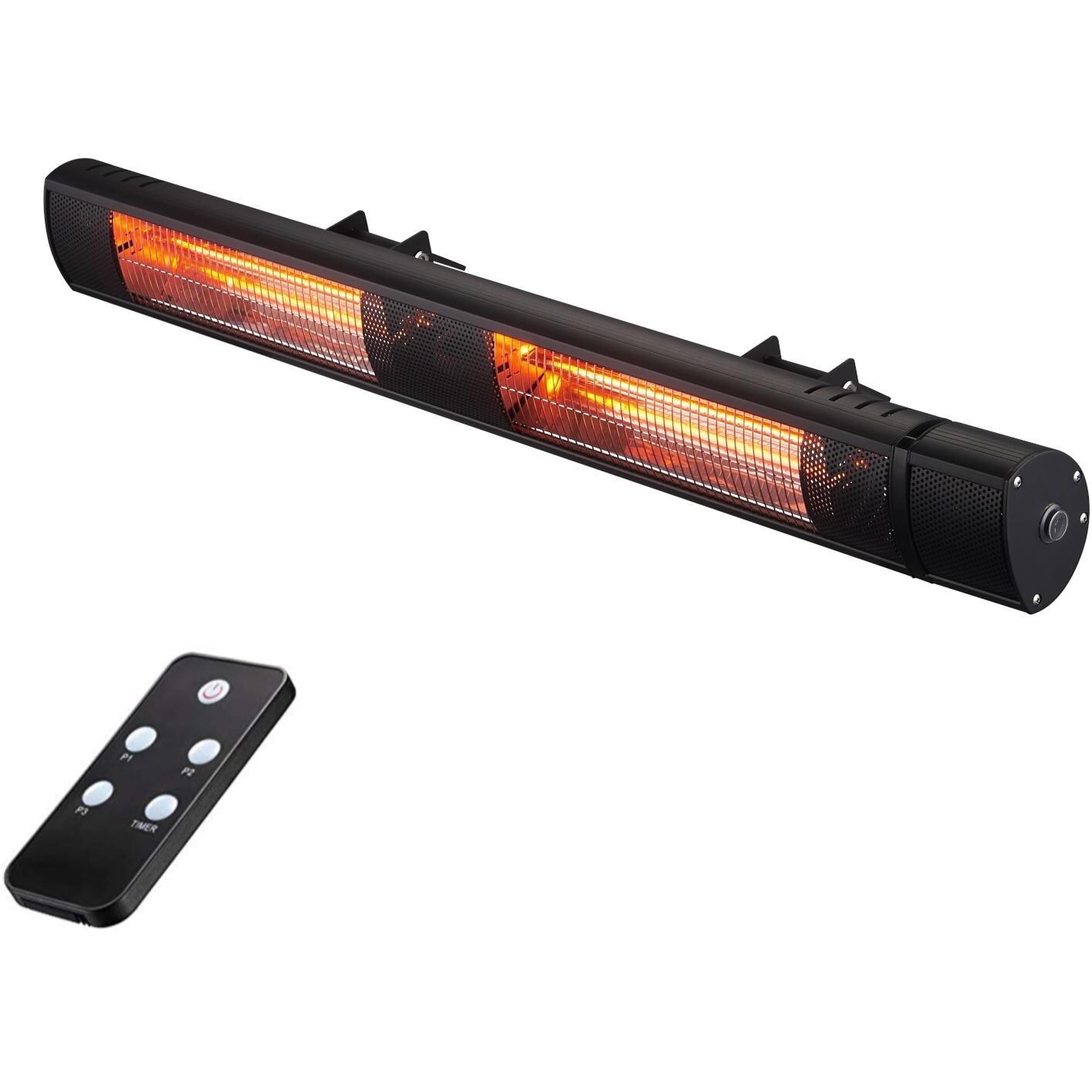 RADtec G15R Genesis Series 25-Inch 1500W Electric Infrared Patio Heater - Angled with Remote - White Background thumbnail