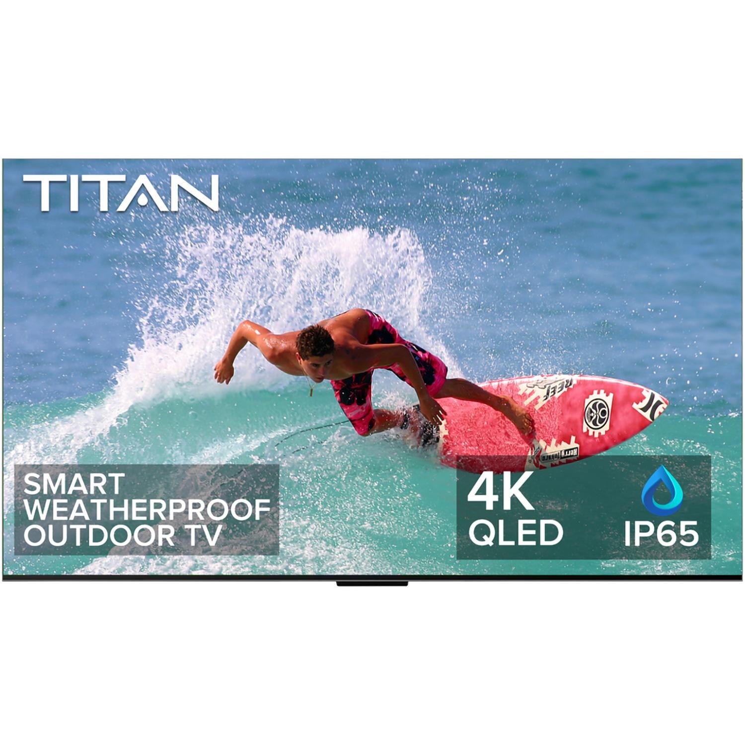 Titan G300-MLED-075 G300 Series - 75 Inch Full Sun 4K QLED PRO IP65 Smart Outdoor TV w/ Google TV OS - Front - White Background thumbnail