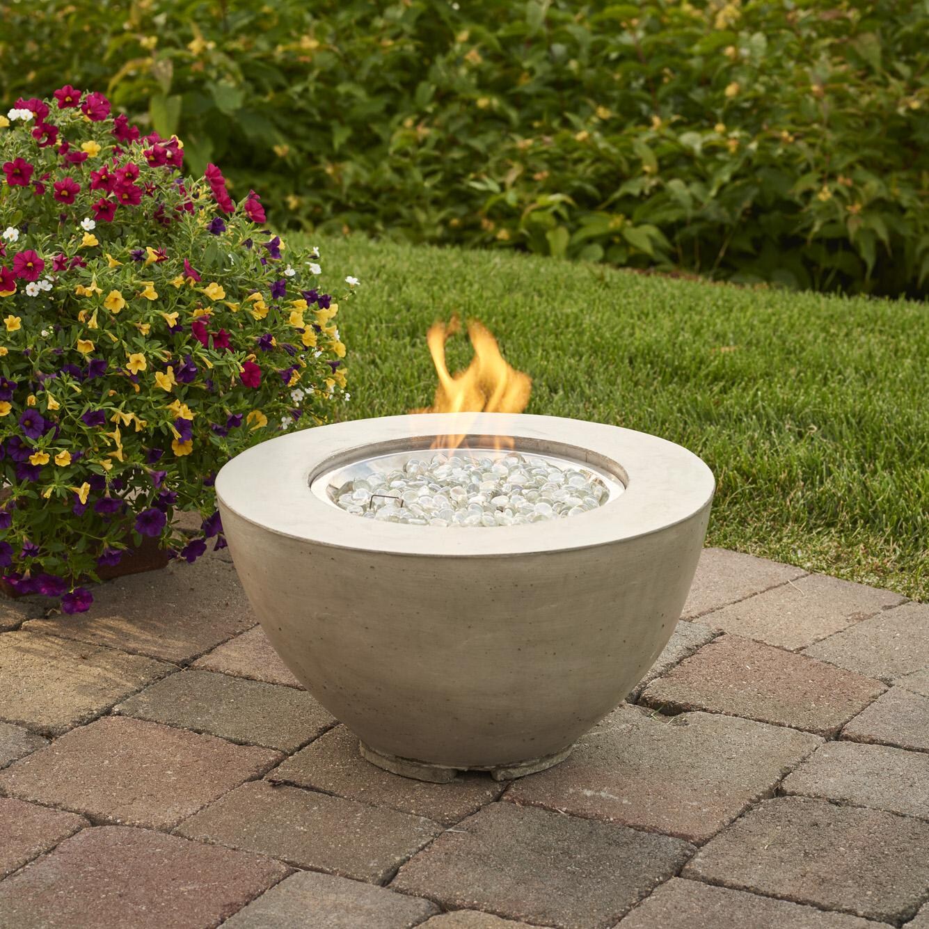 The Outdoor GreatRoom Company Cove 19-Inch Round Propane Gas Fire Pit Bowl with 12-Inch Crystal Fire Burner - Natural Grey - CV-12