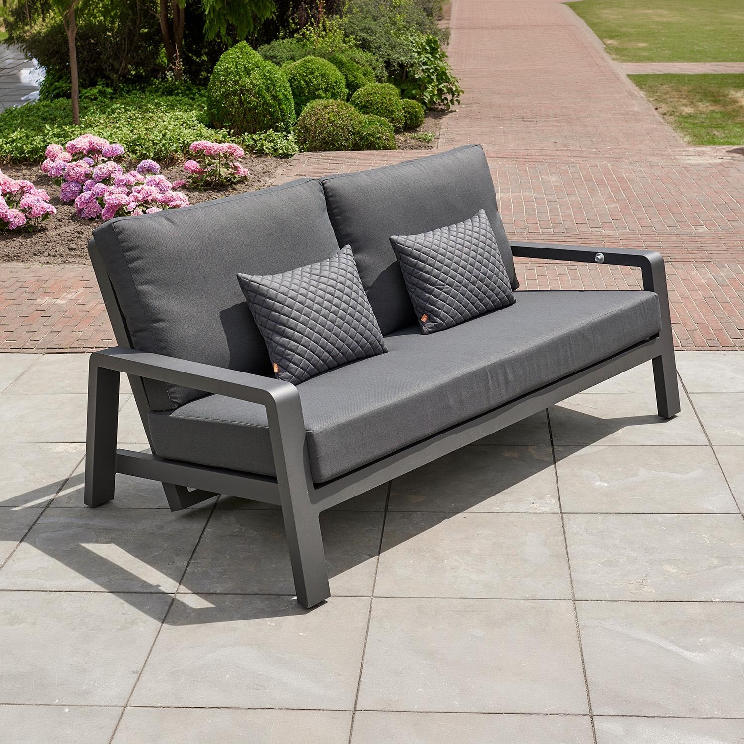 Boston Select 4 Pc Aluminum Reclining Lounge Set By KETTLER - Reclining Loveseat - Lifestyle thumbnail