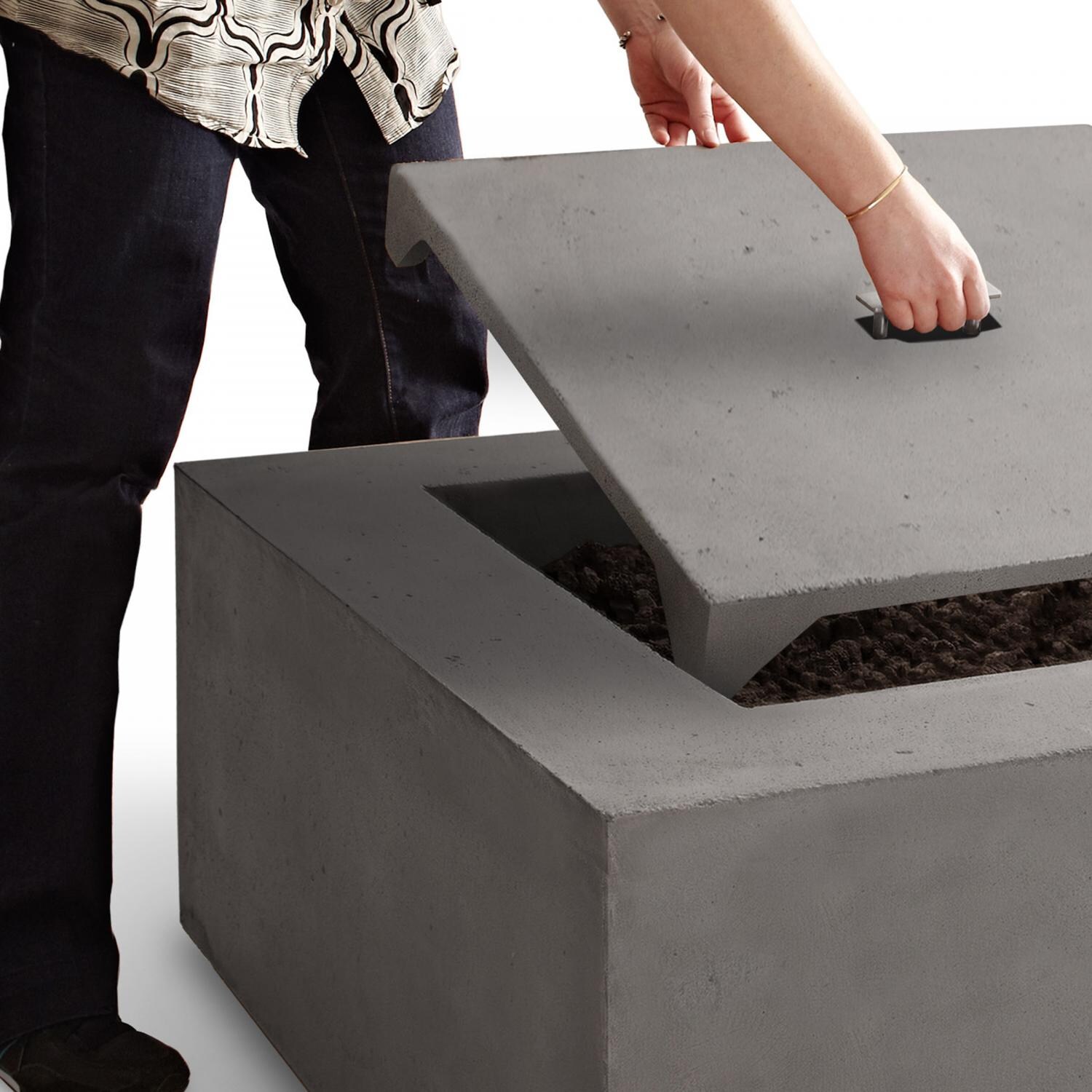 Real Flame Baltic 50-Inch Glacier Gray Fire Pit Table - Lid Demo thumbnail