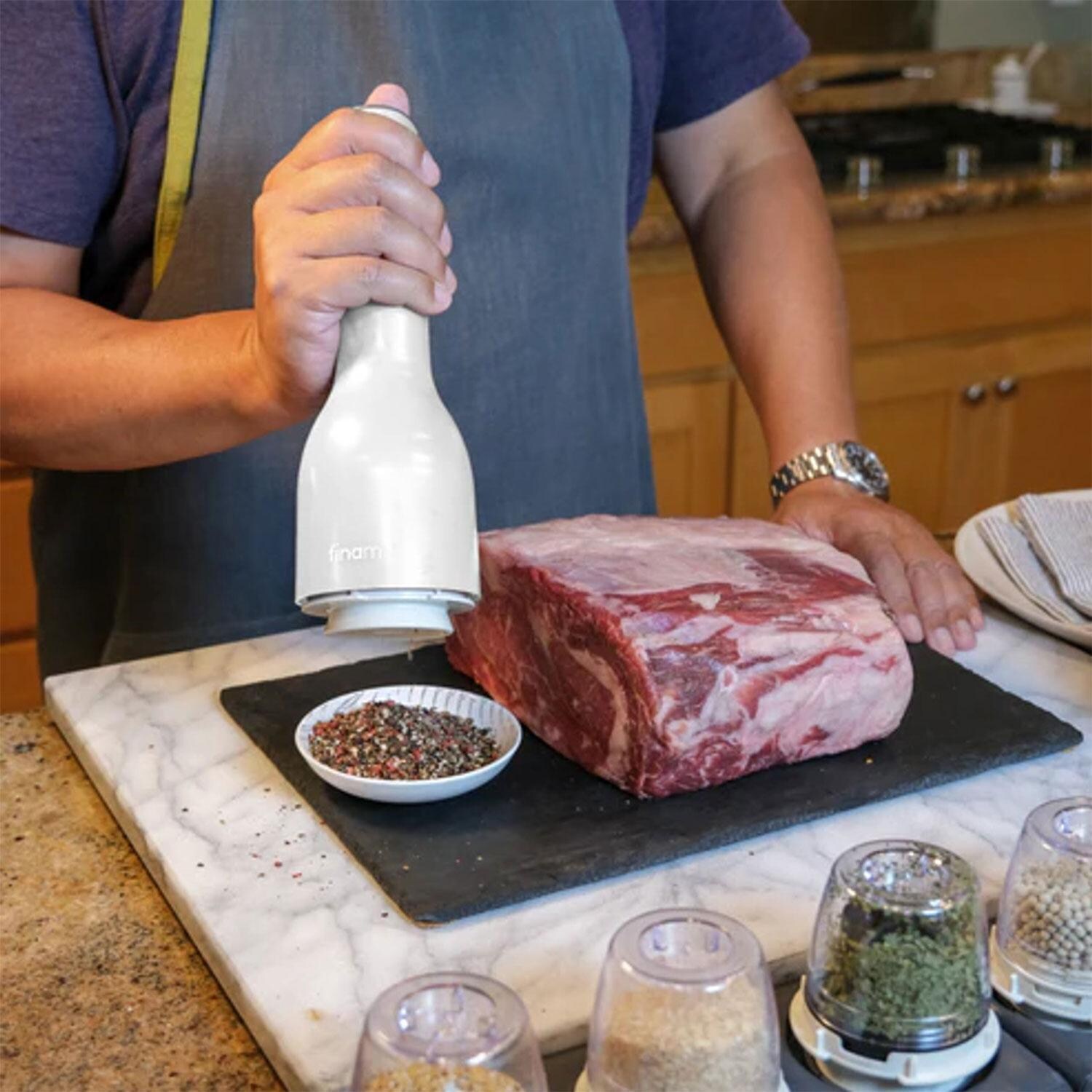 FinaMill GP803437-111SOC Classic Battery-Operated Spice Grinder in Soft Cream w/ 1 Everyday Pod & 1 Peppercorn Pod - Lifestyle thumbnail