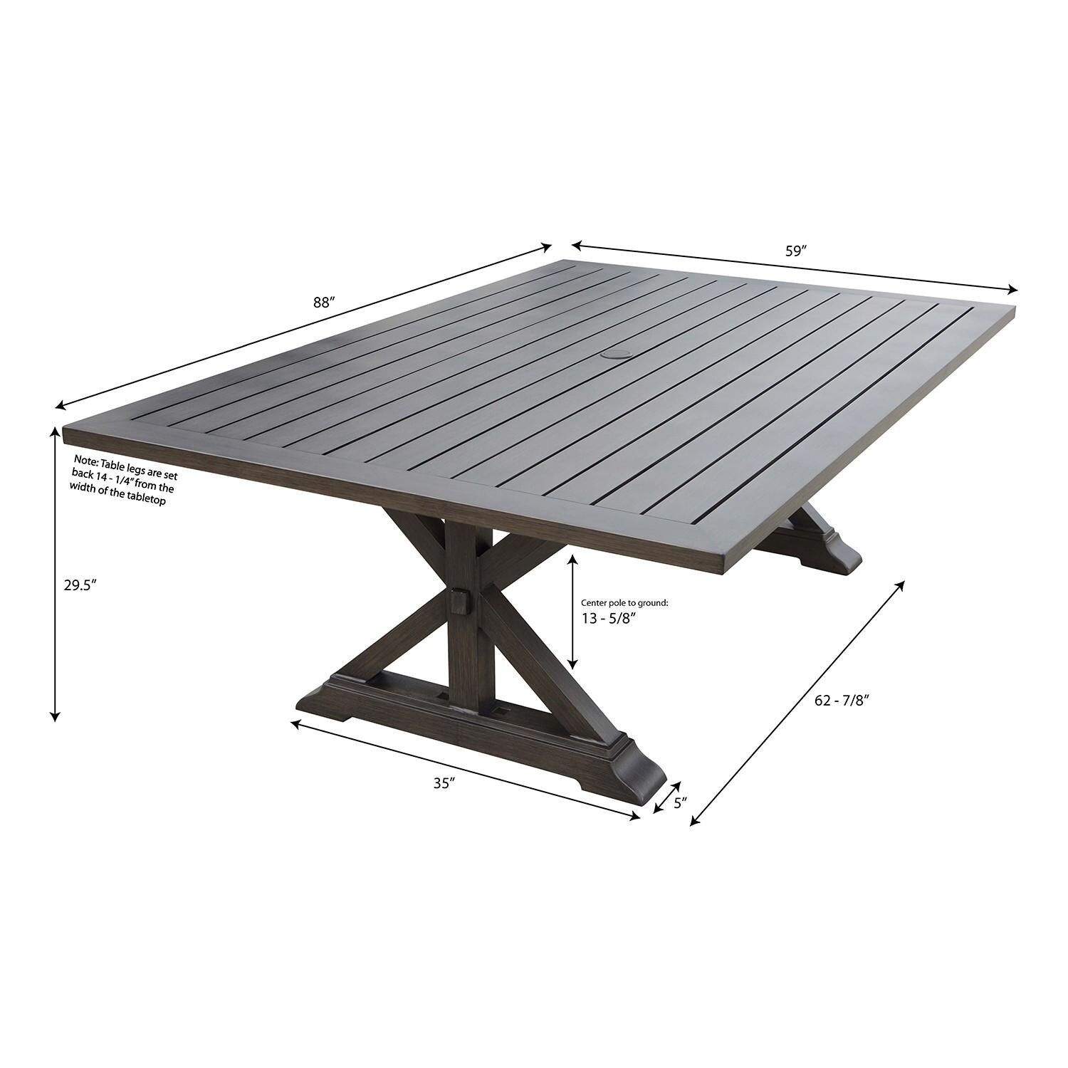 Brooklyn 6 Pc Aluminum Dining Set w/ 88 X 59 Inch Table in Sesame/Multi-brown by Darlee - Table - Dimensional thumbnail