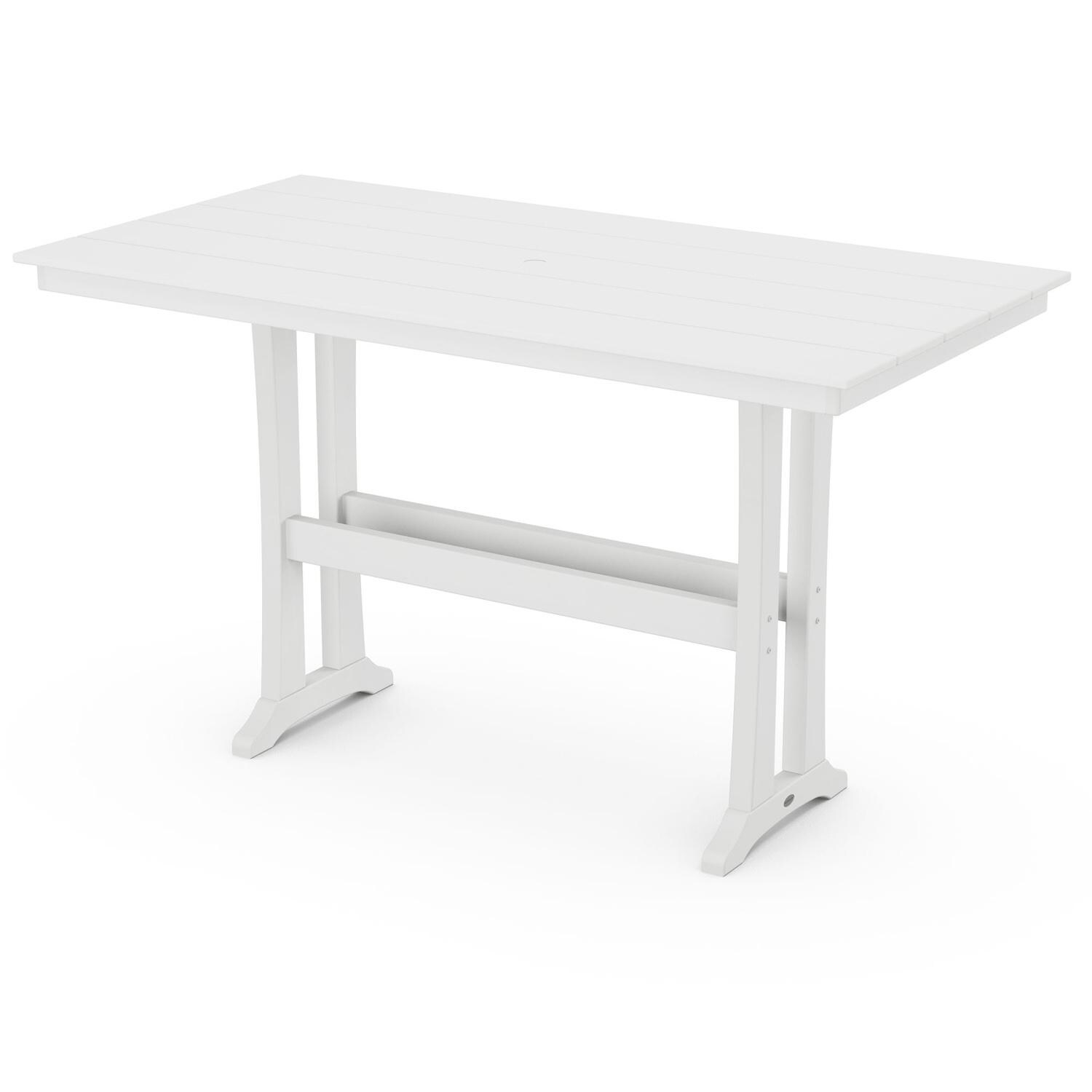 POLYWOOD 37 X 72-Inch Farmhouse Trestle Bar Table - White thumbnail