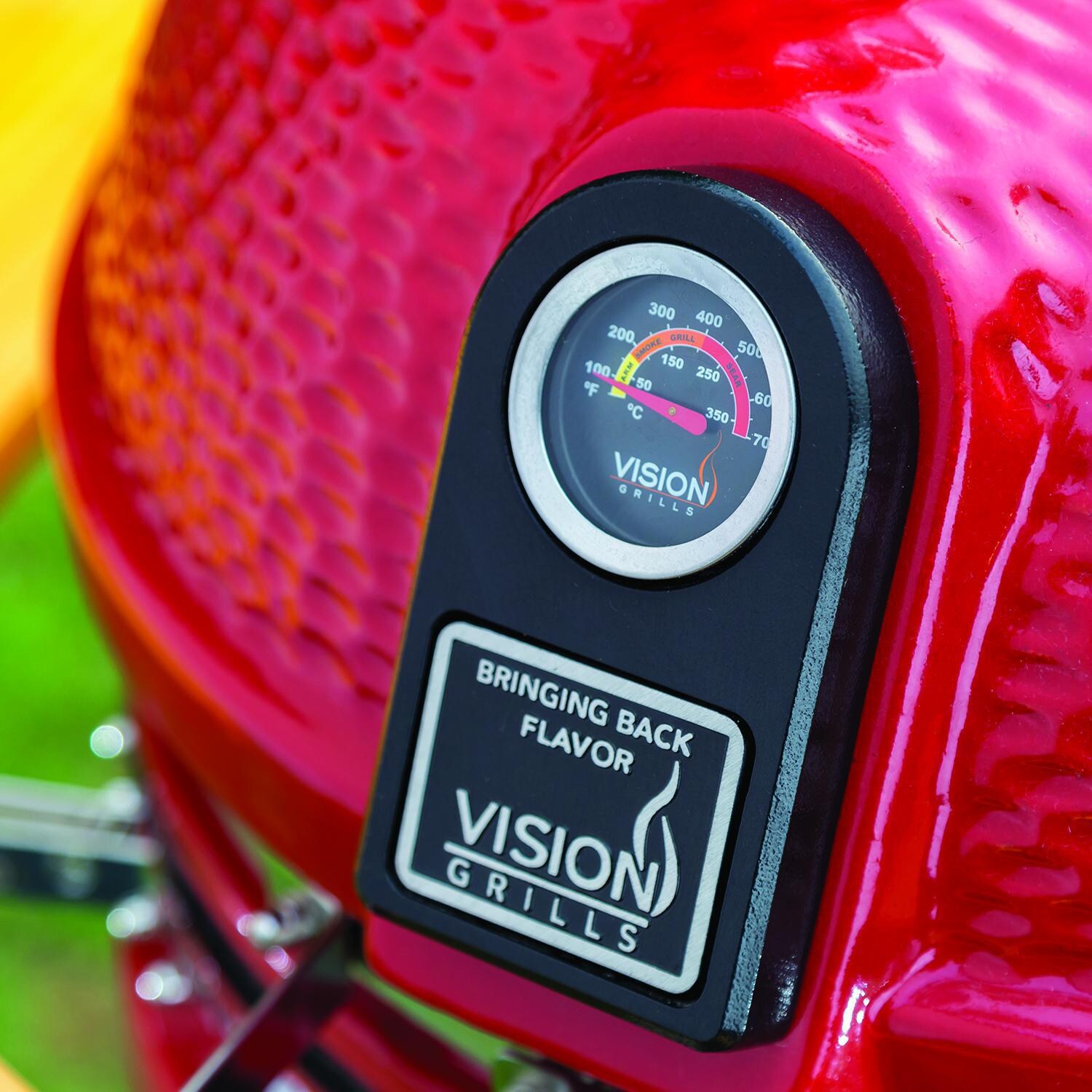 Vision C-R4C1F1-H Professional C-Series Ceramic Kamado Grill - Red - Thermometer thumbnail