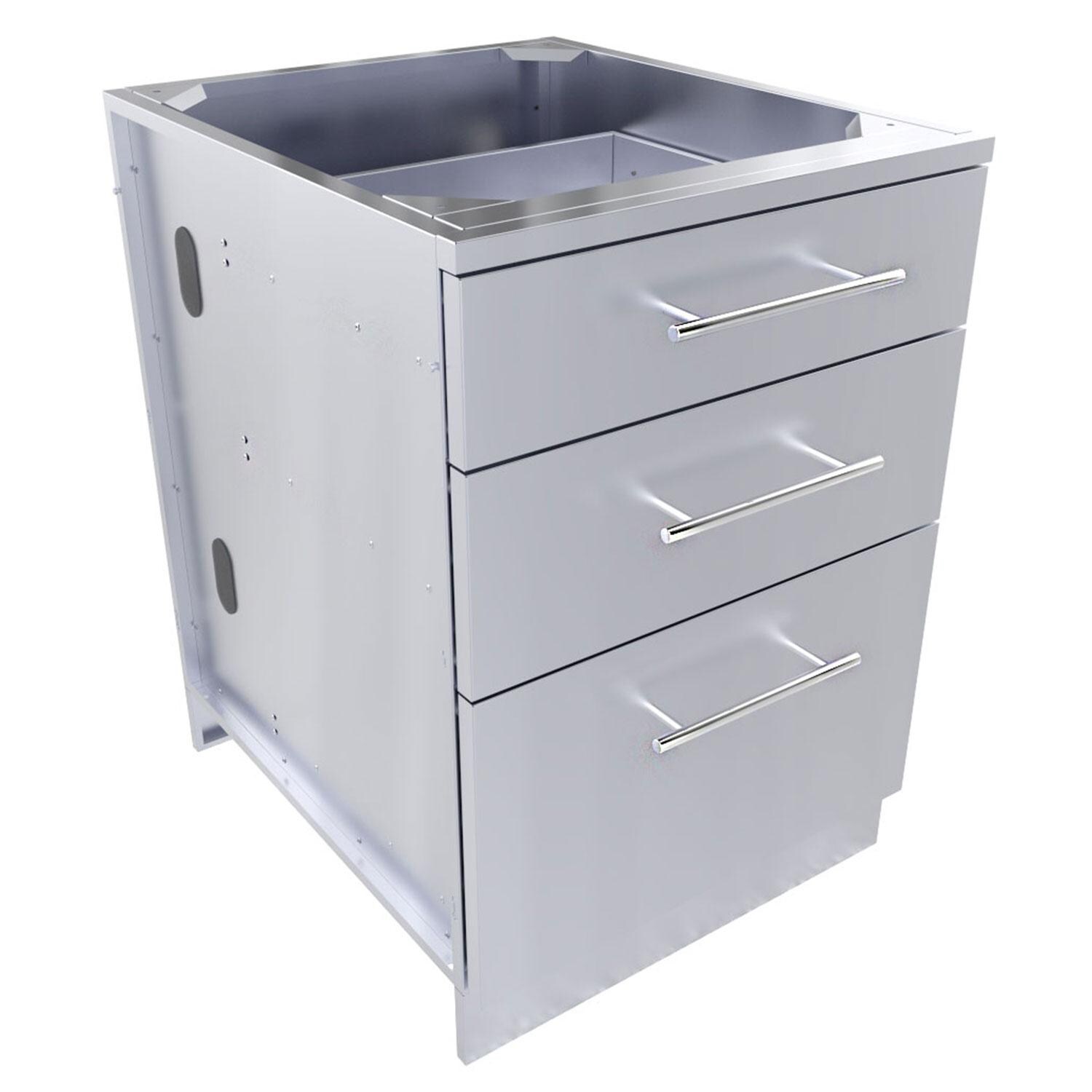 Sunstone Grills SBC24STD 24-in Large Triple Drawer Base Cabinet - Display - White Background thumbnail